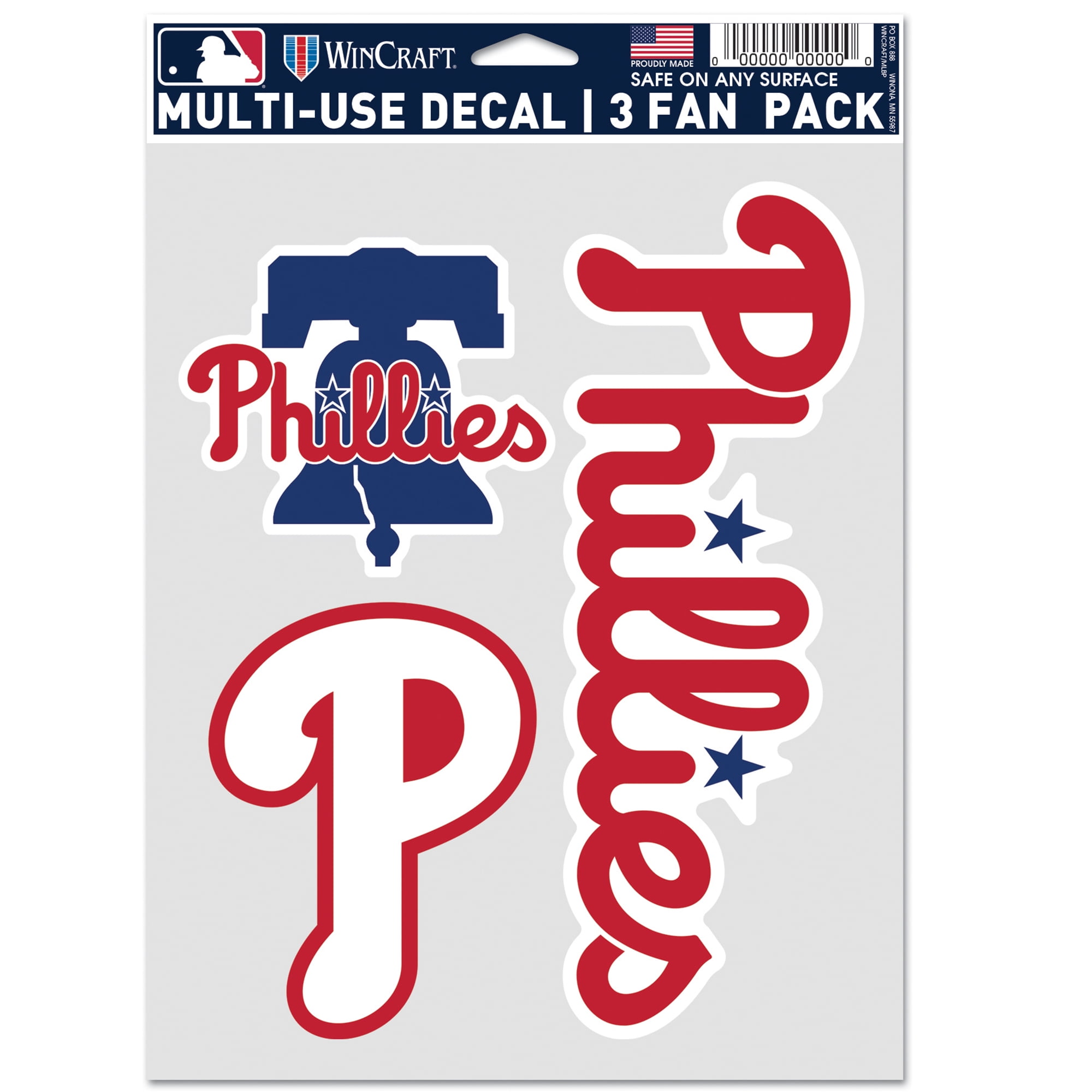 MLB Philadelphia Phillies Decal Multi Use Fan - Pack of 3