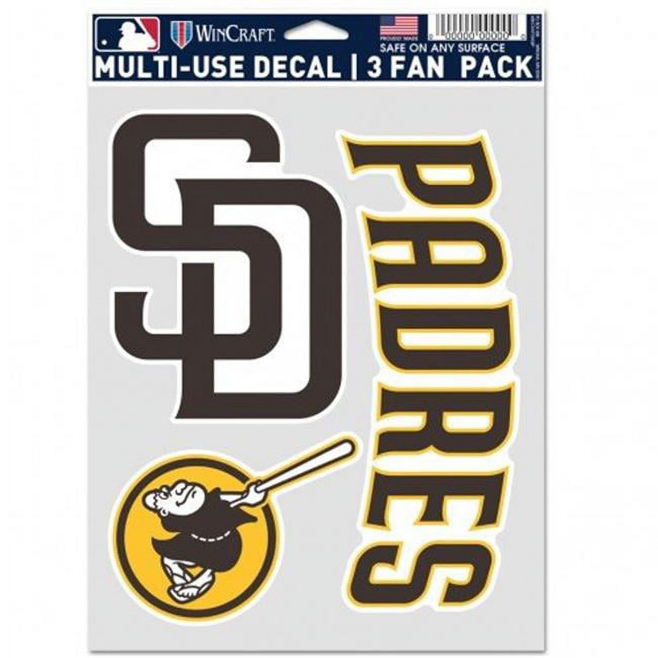 MLB San Diego Padres Decal Multi Use Fan - Pack of 3