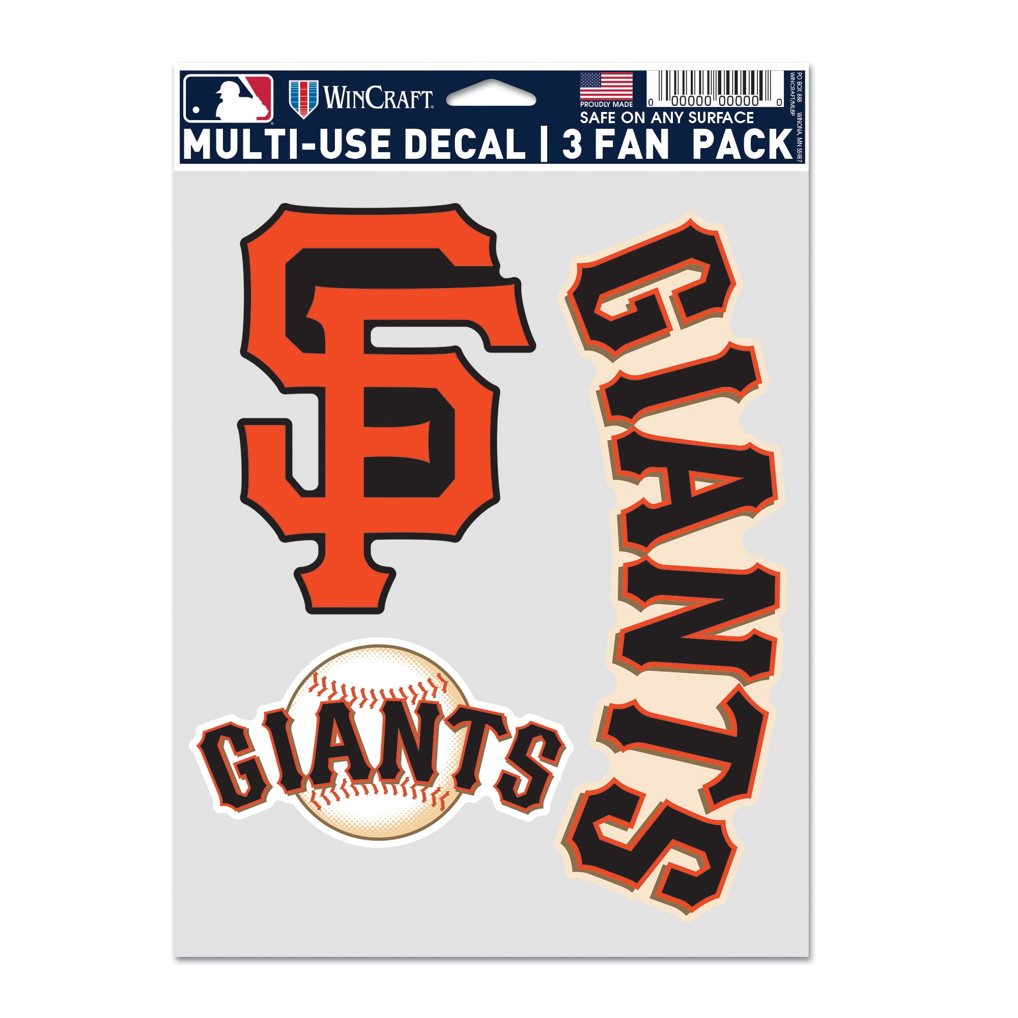 MLB San Francisco Giants Decal Multi Use Fan - Pack of 3
