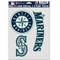 MLB Seattle Mariners Decal Multi Use Fan - Pack of 3 - Officially Licensed MLB Product