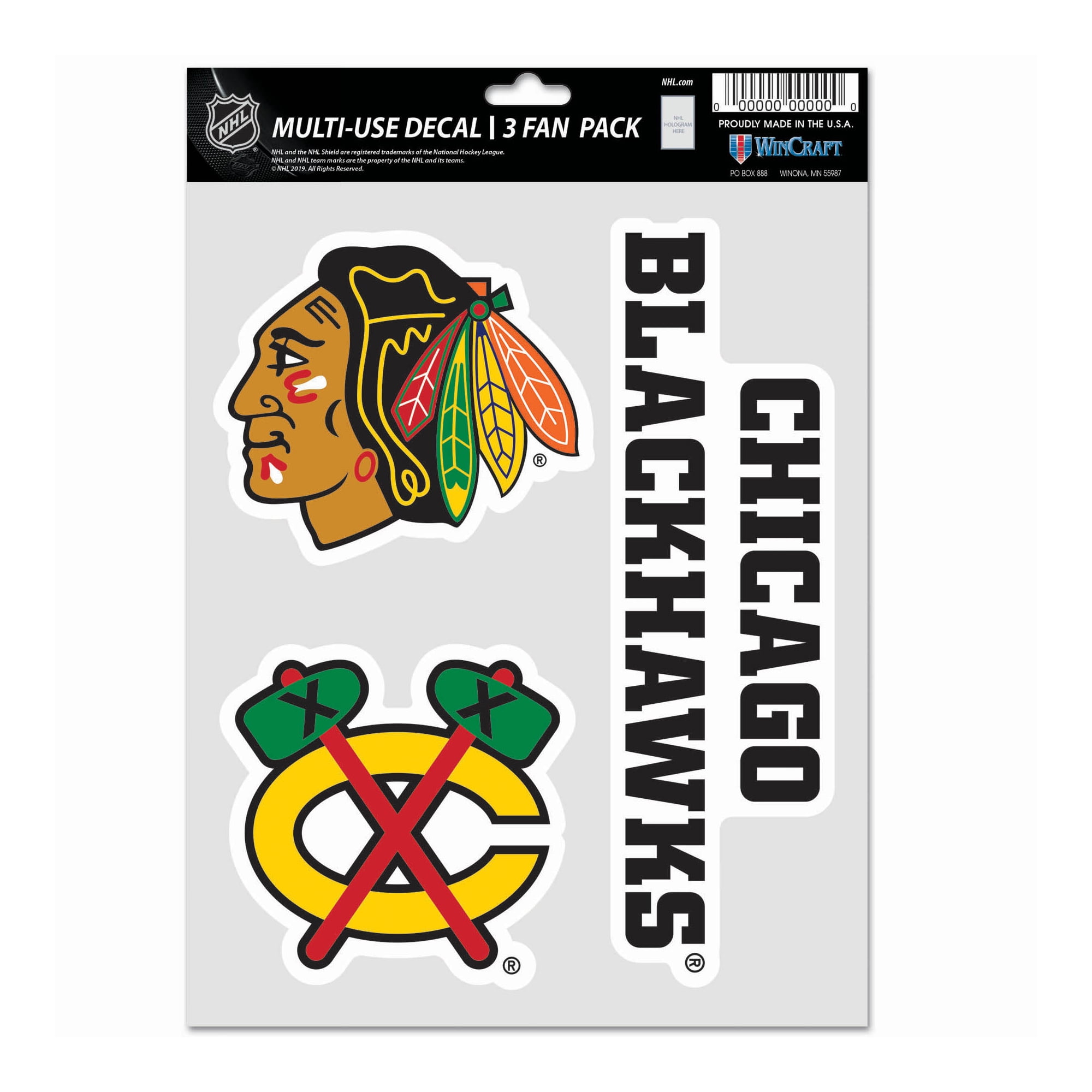 NHL Chicago Blackhawks Decal Multi Use Fan - Pack of 3