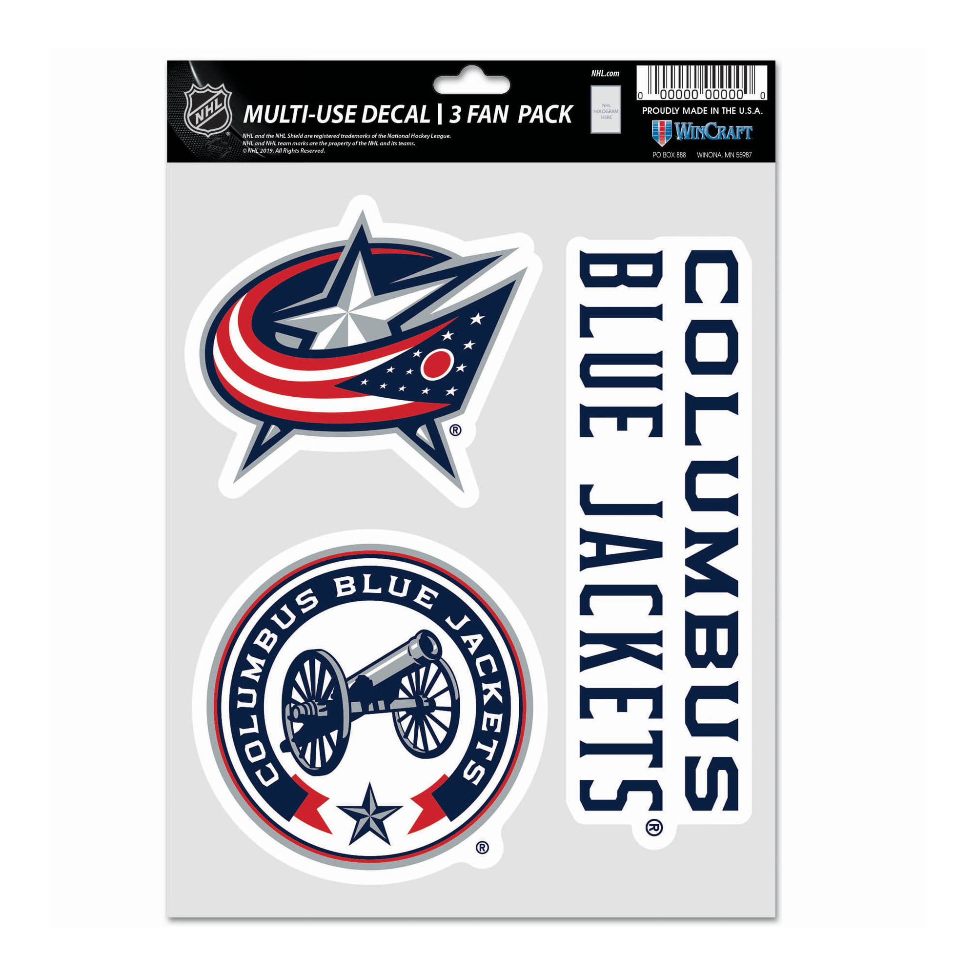NHL Columbus Blue Jackets Decal Multi Use Fan - Pack of 3