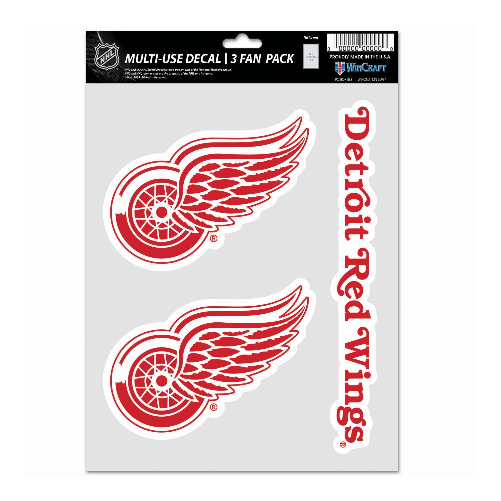9416607414 NHL Detroit Red Wings Decal Multi Use Fan - Pack of 3