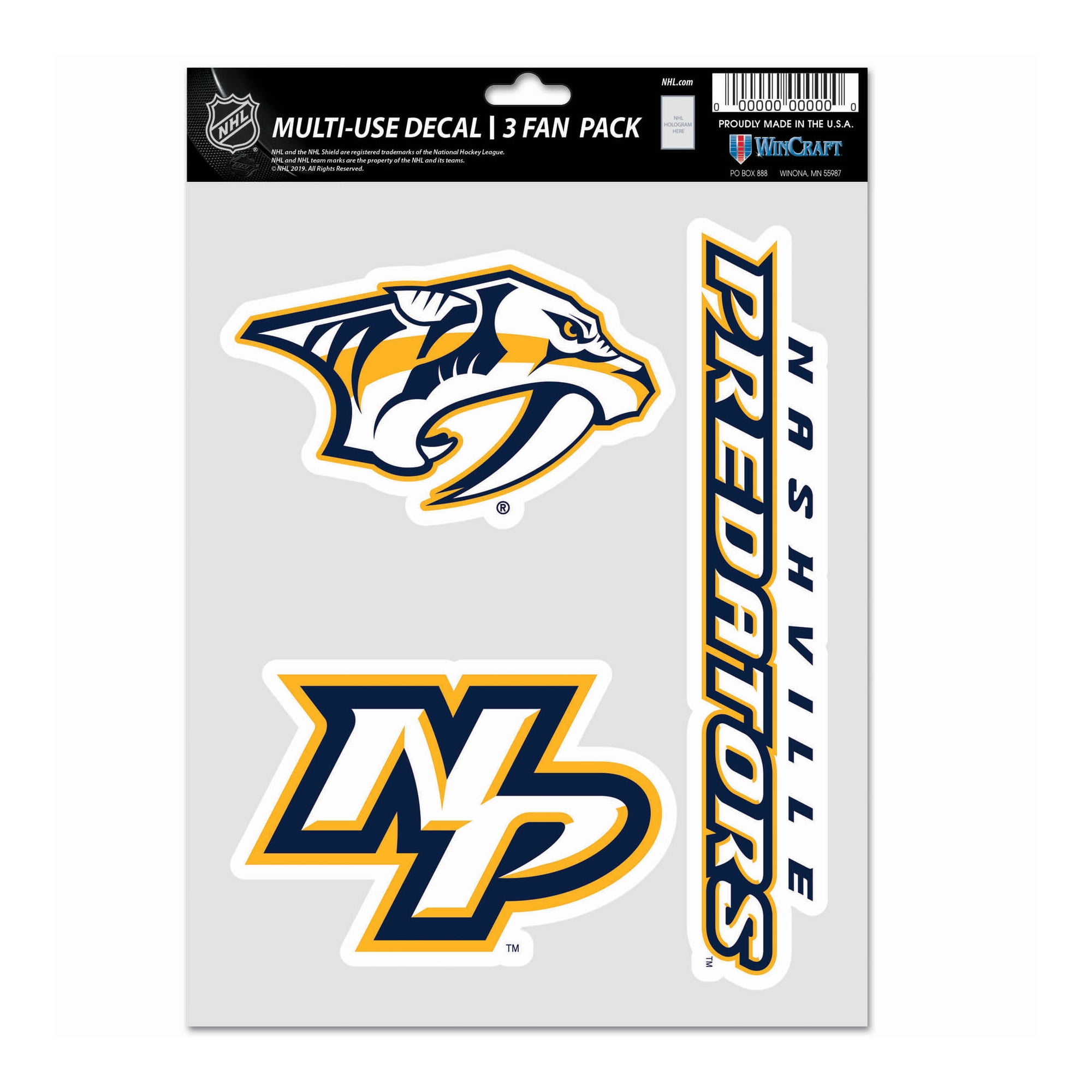 NHL Nashville Predators Decal Multi Use Fan - Pack of 3