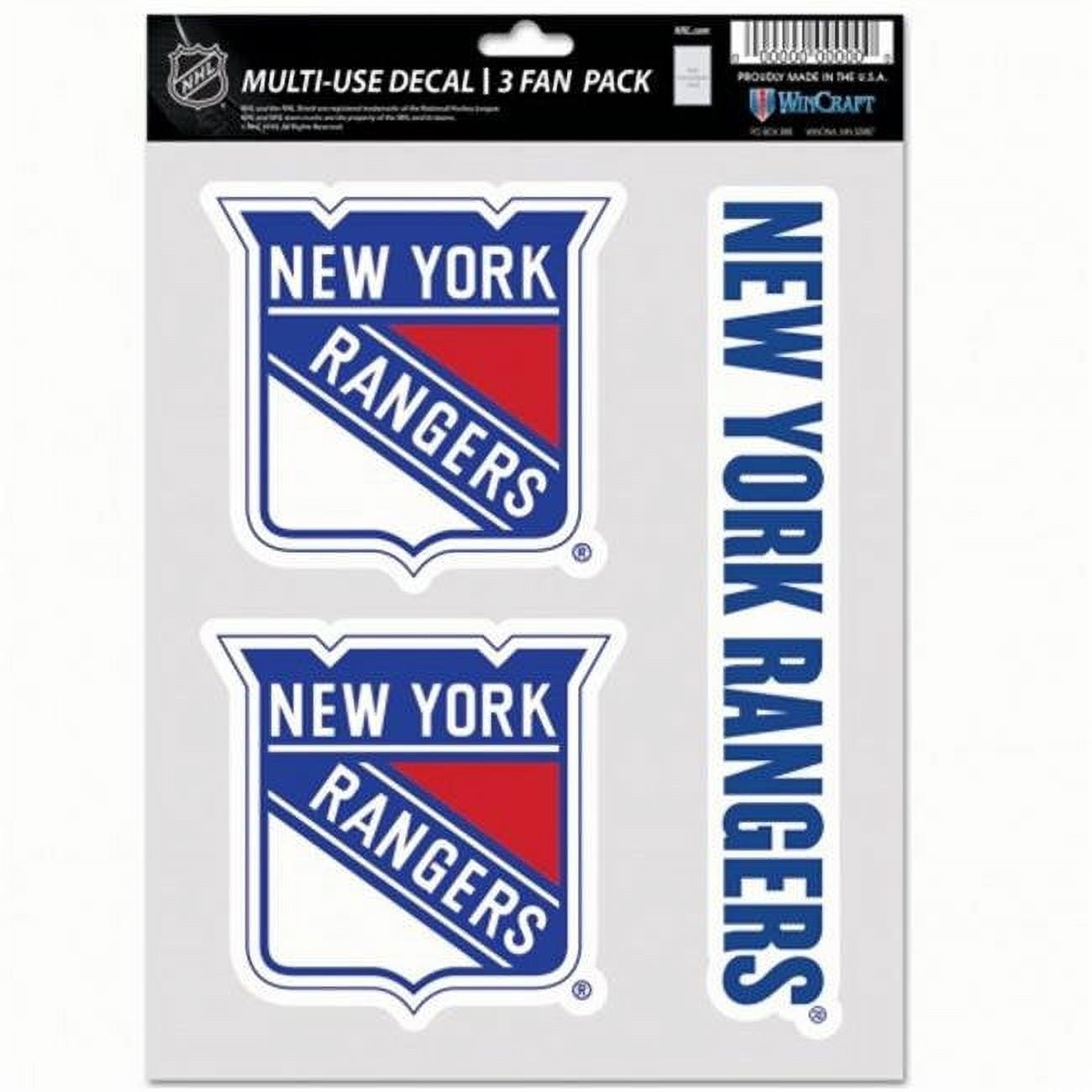 NHL New York Rangers Decal Multi Use Fan - Pack of 3
