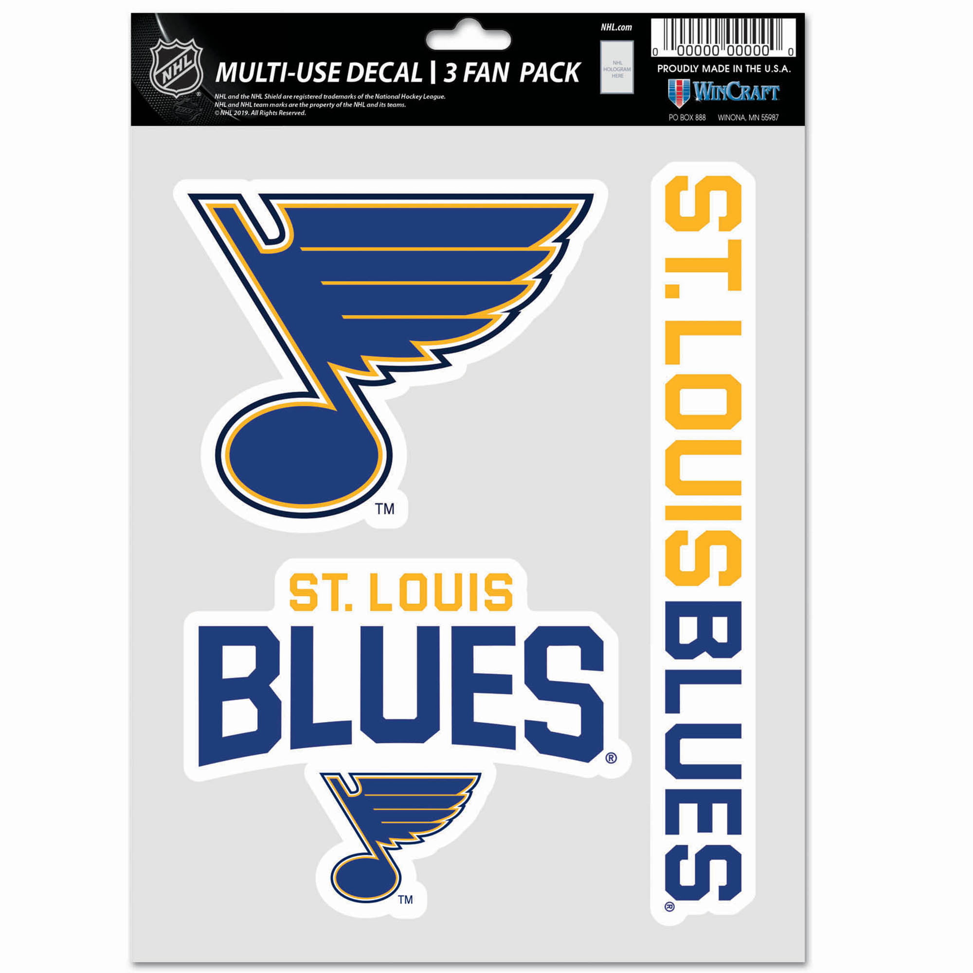 NHL St. Louis Blues Decal Multi Use Fan - Pack of 3