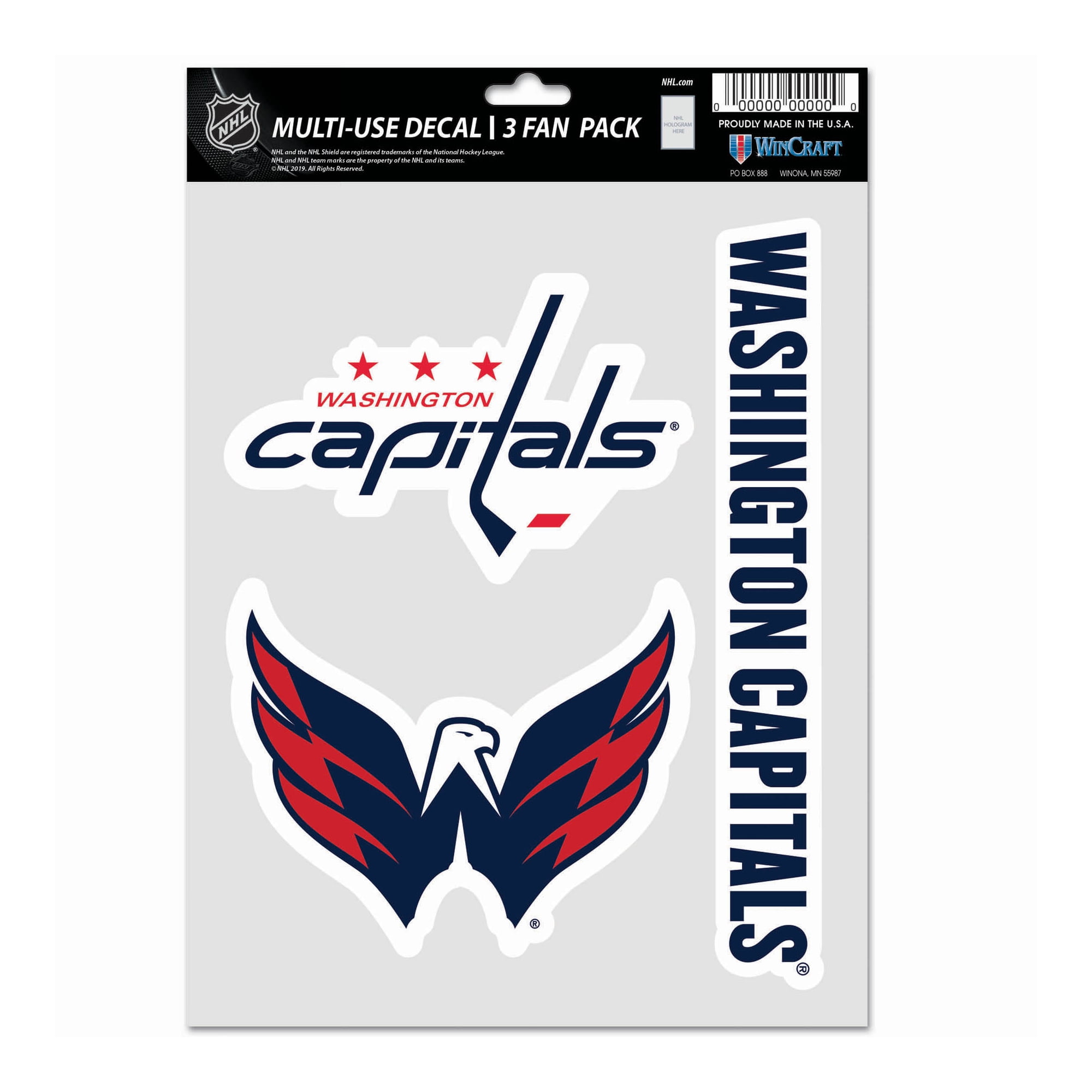 NHL Washington Capitals Decal Multi Use Fan - Pack of 3