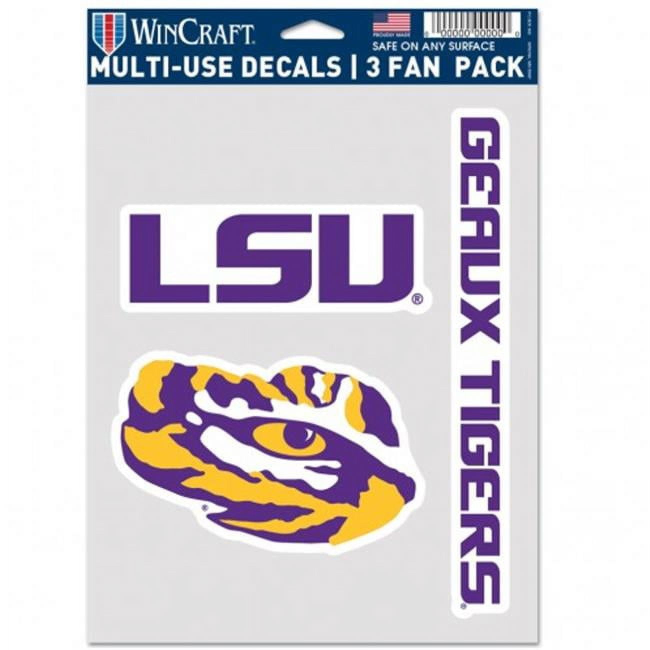 NCAA LSU Tigers Decal Multi Use Fan - Pack of 3