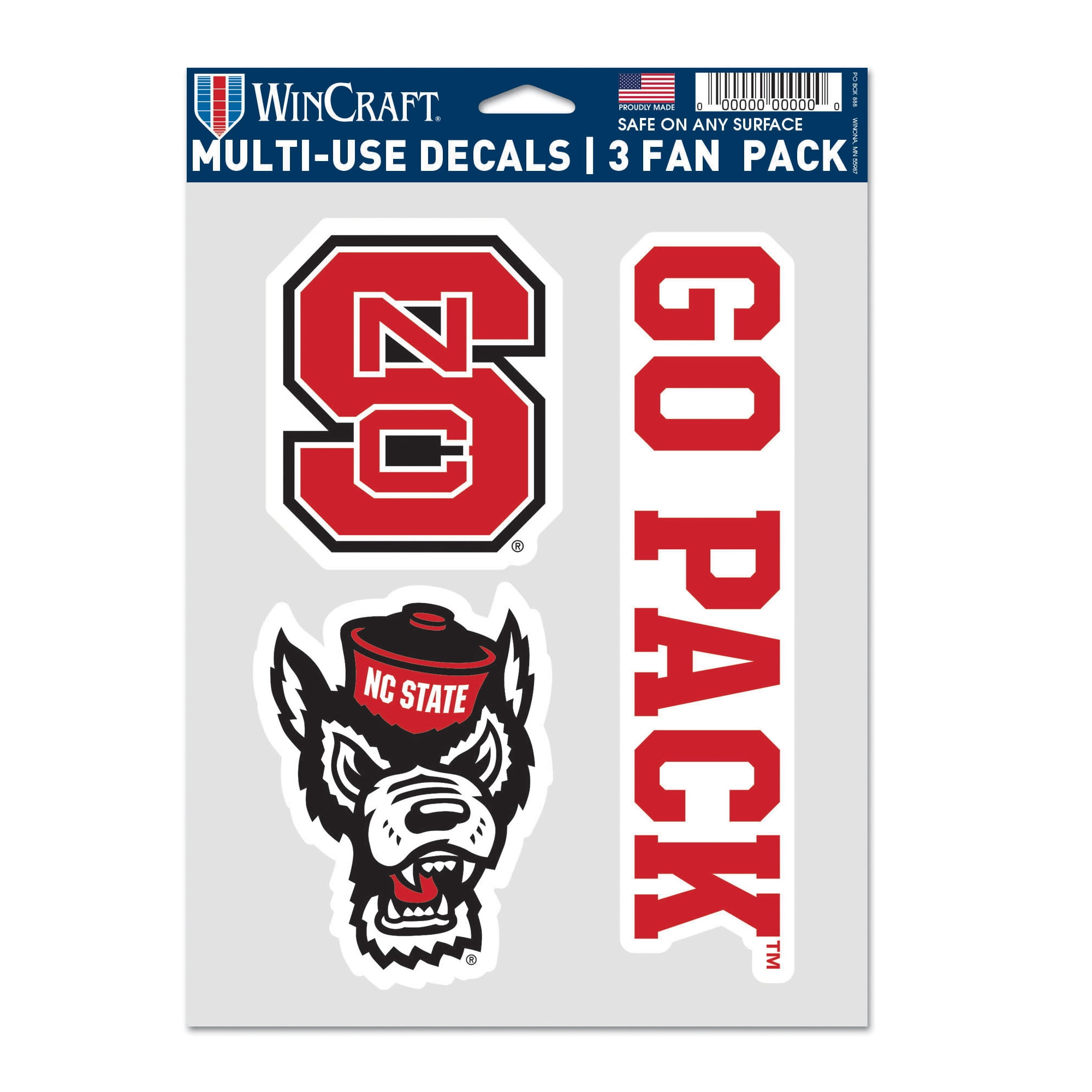 NCAA North Carolina State Wolfpack Decal Multi Use Fan - Pack of 3