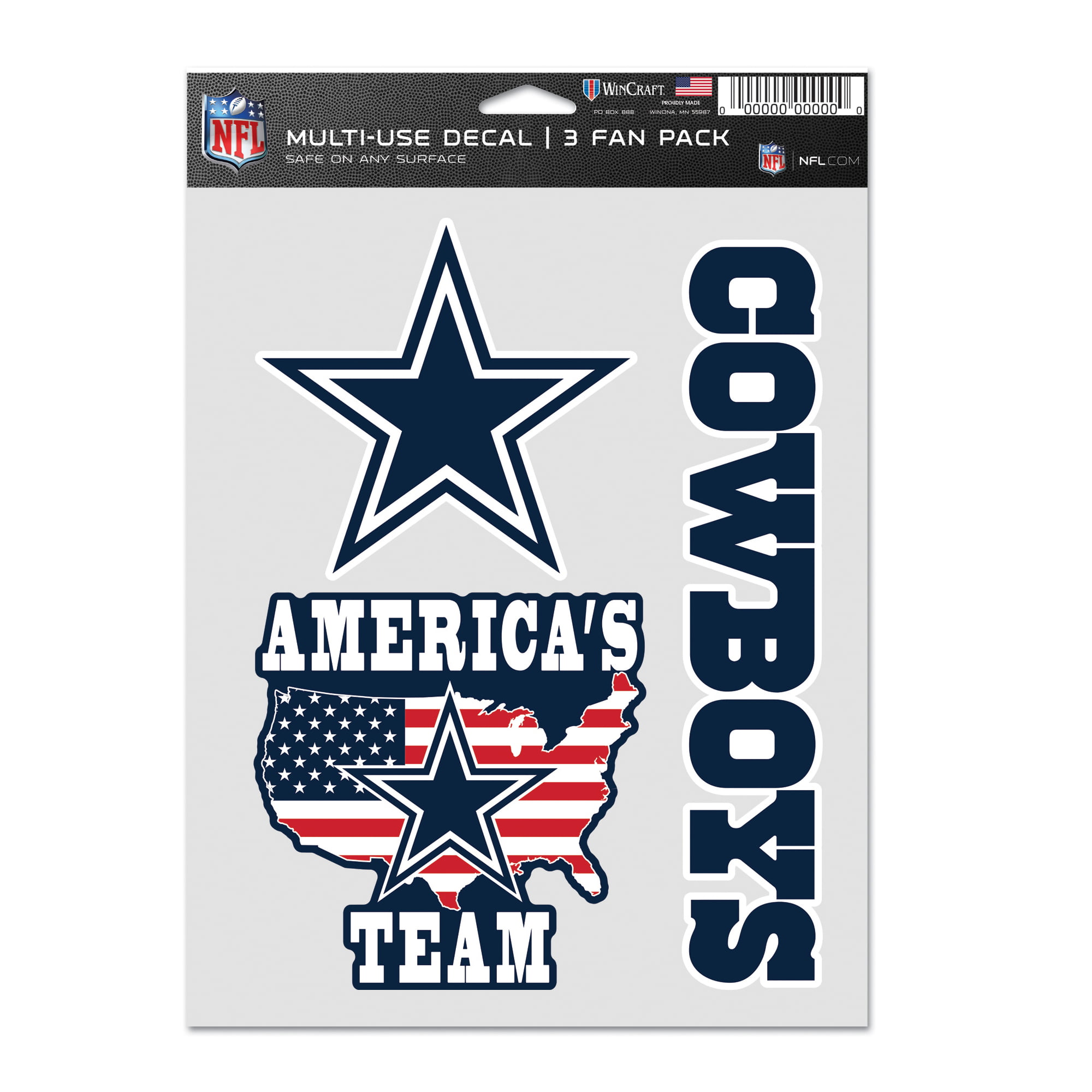 NFL Dallas Cowboys Decal Multi Use Fan - Pack of 3