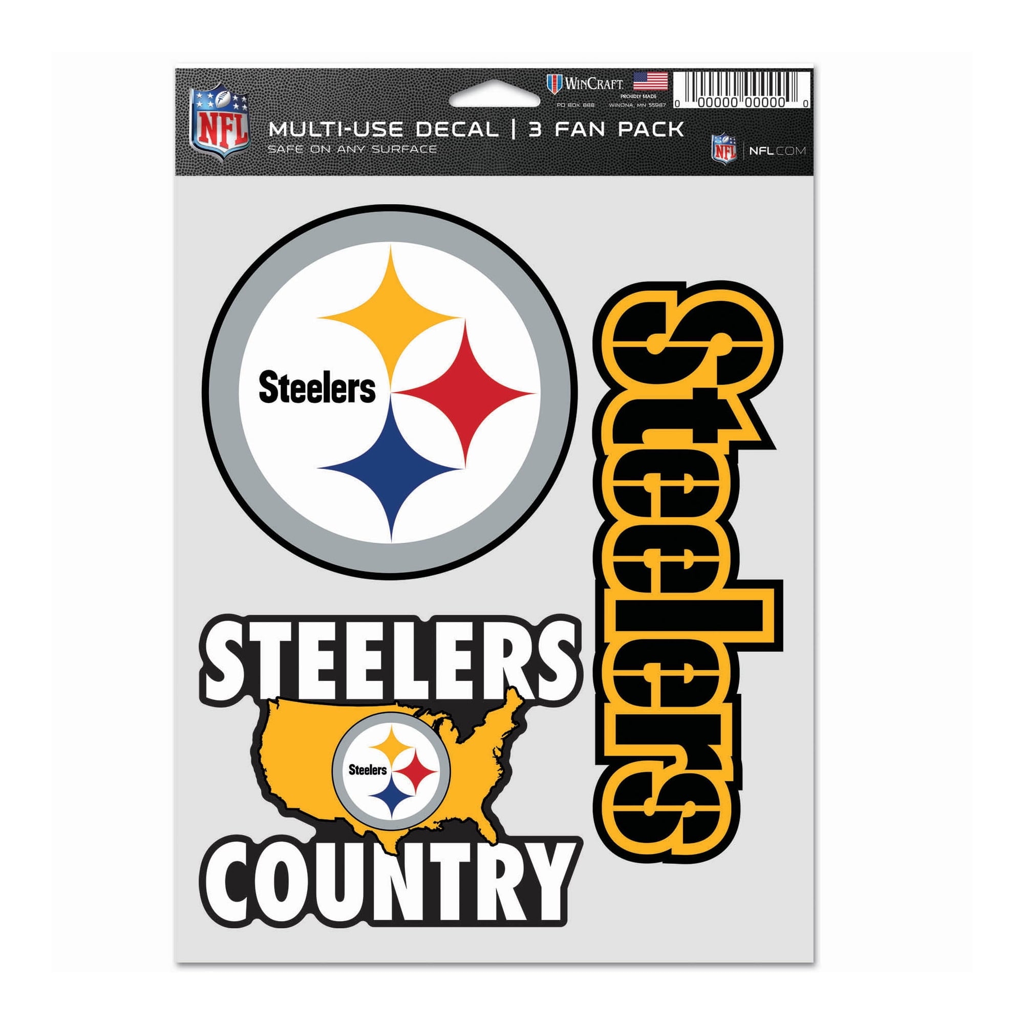NFL Pittsburgh Steelers Decal Multi Use Fan - Pack of 3