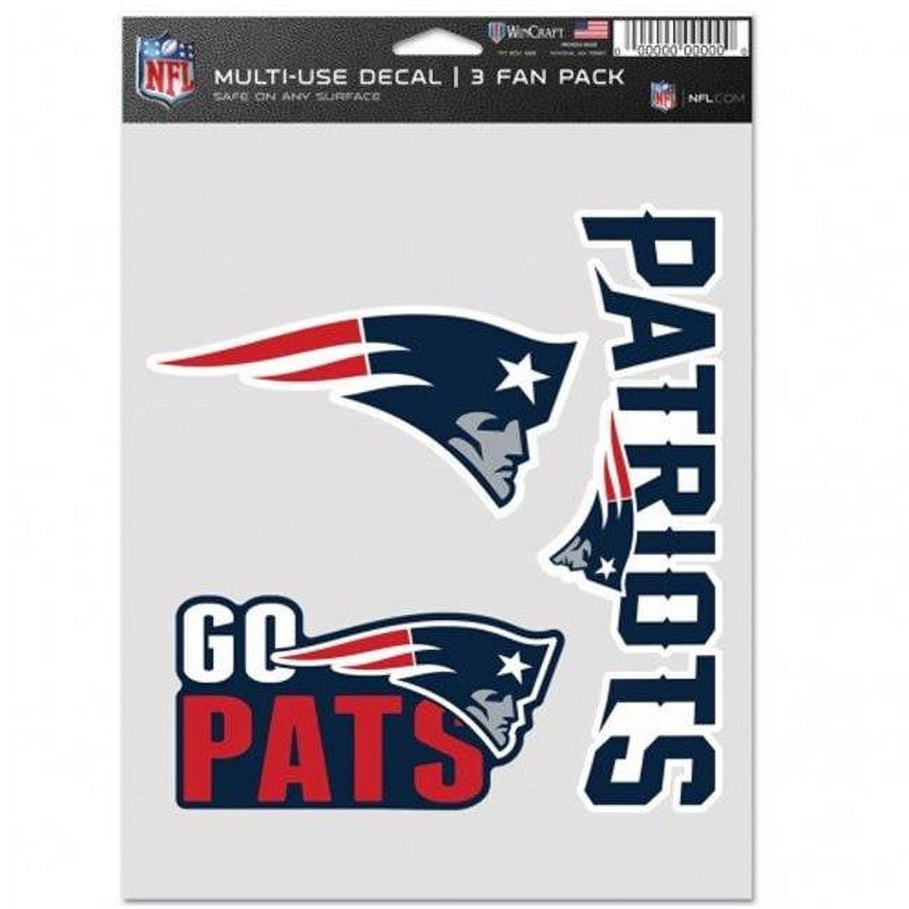 9416607762 NFL New England Patriots Decal Multi Use Fan - Pack of 3
