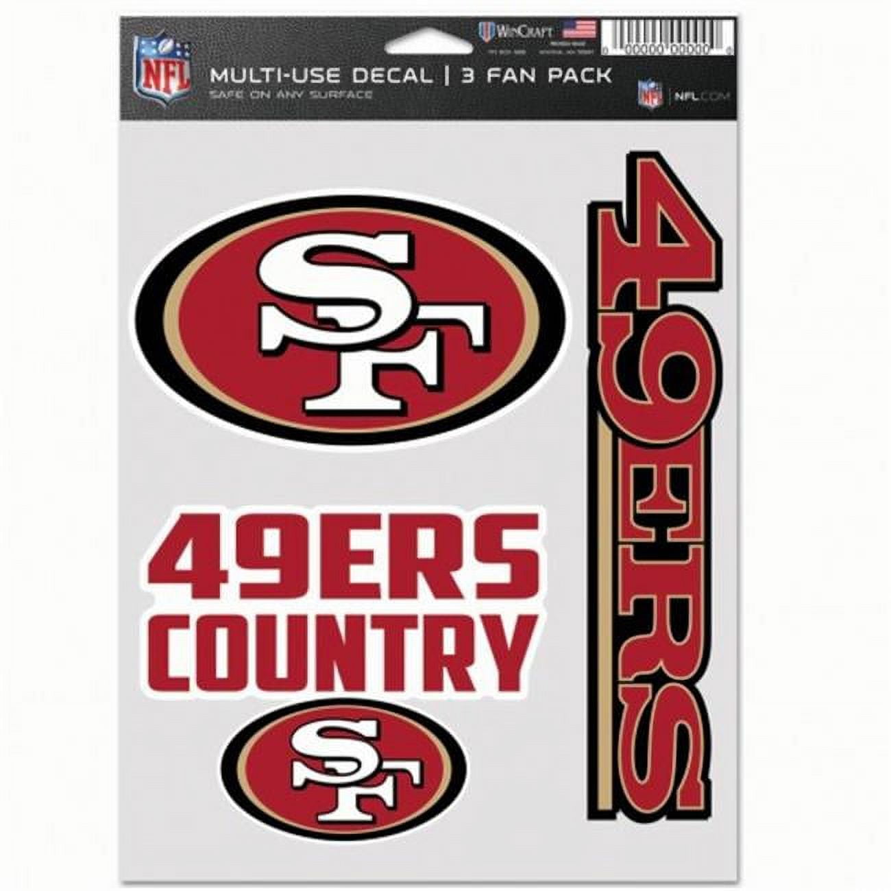 NFL San Francisco 49ers Decal Multi Use Fan - Pack of 3