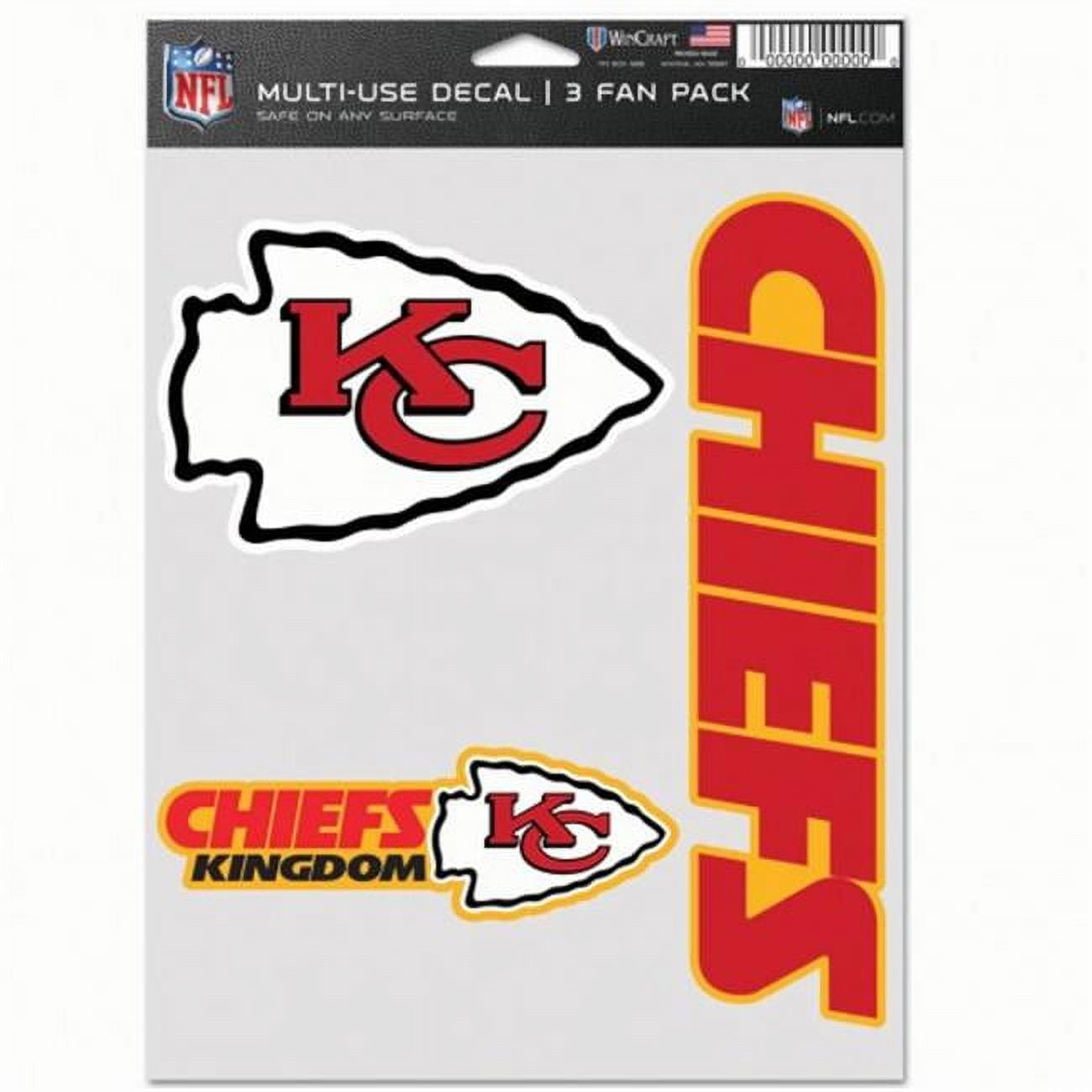 NFL Kansas City Chiefs Decal Multi Use Fan - Pack of 3