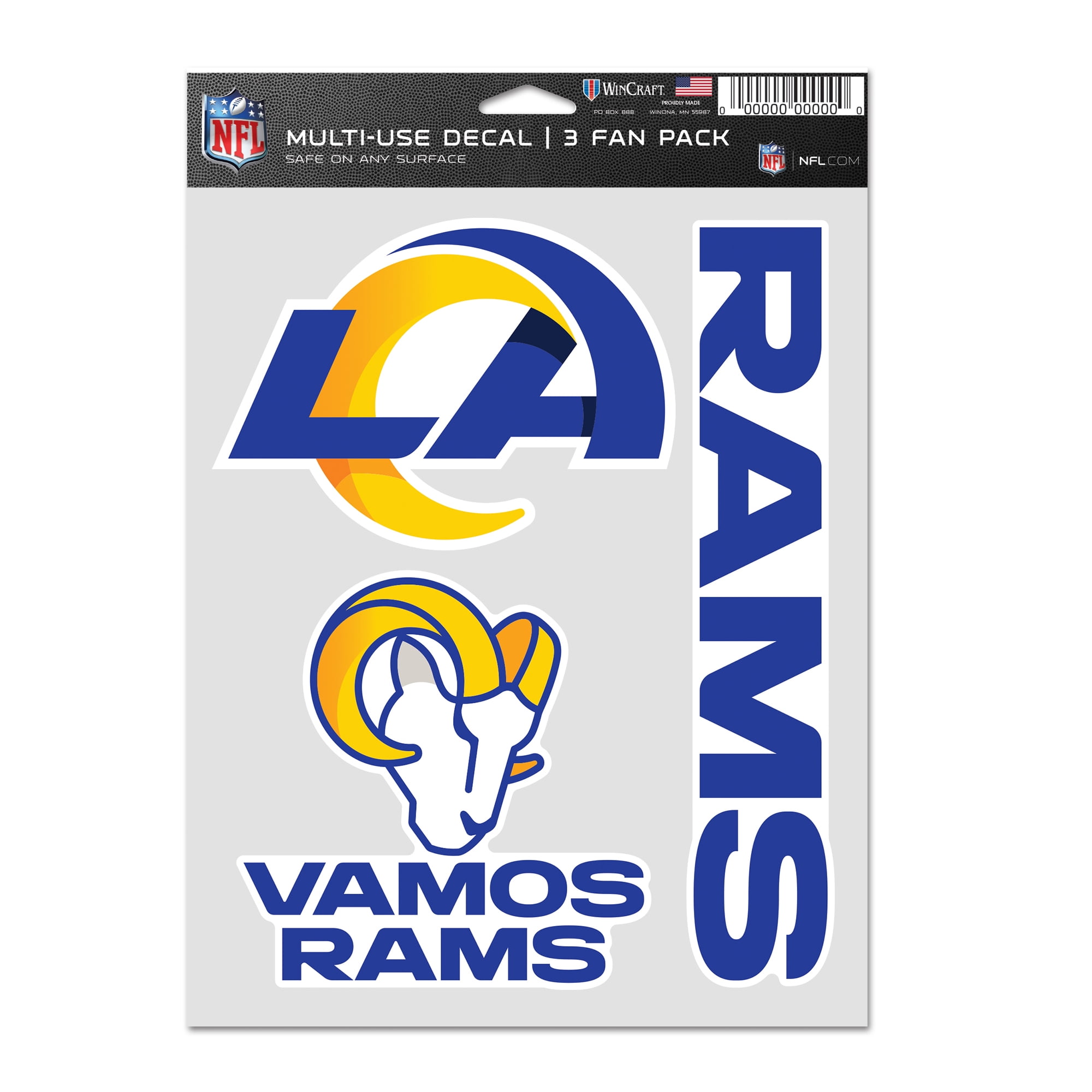 NFL Los Angeles Rams Decal Multi Use Fan - Pack of 3