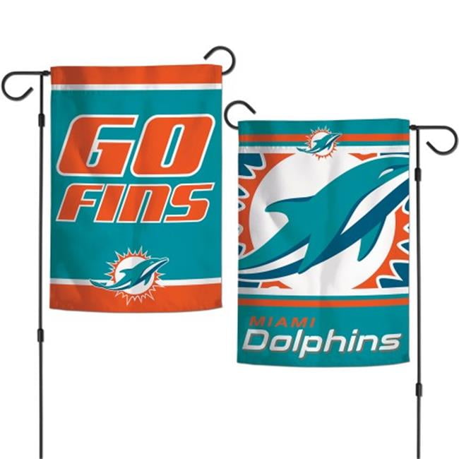 NFL Miami Dolphins Flag Garden Style 2 Sided Slogan Design, 12 x 18 in.
