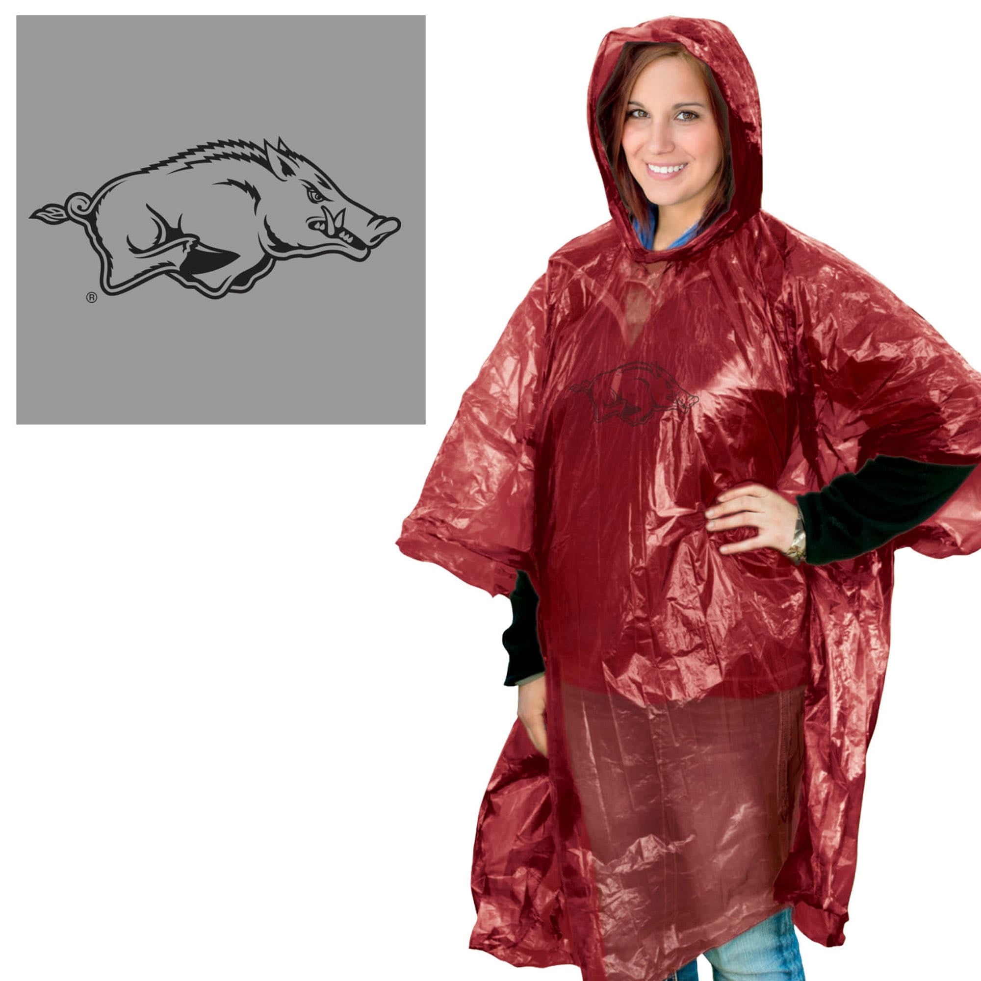 NCAA Arkansas Razorbacks Rain Poncho - Red