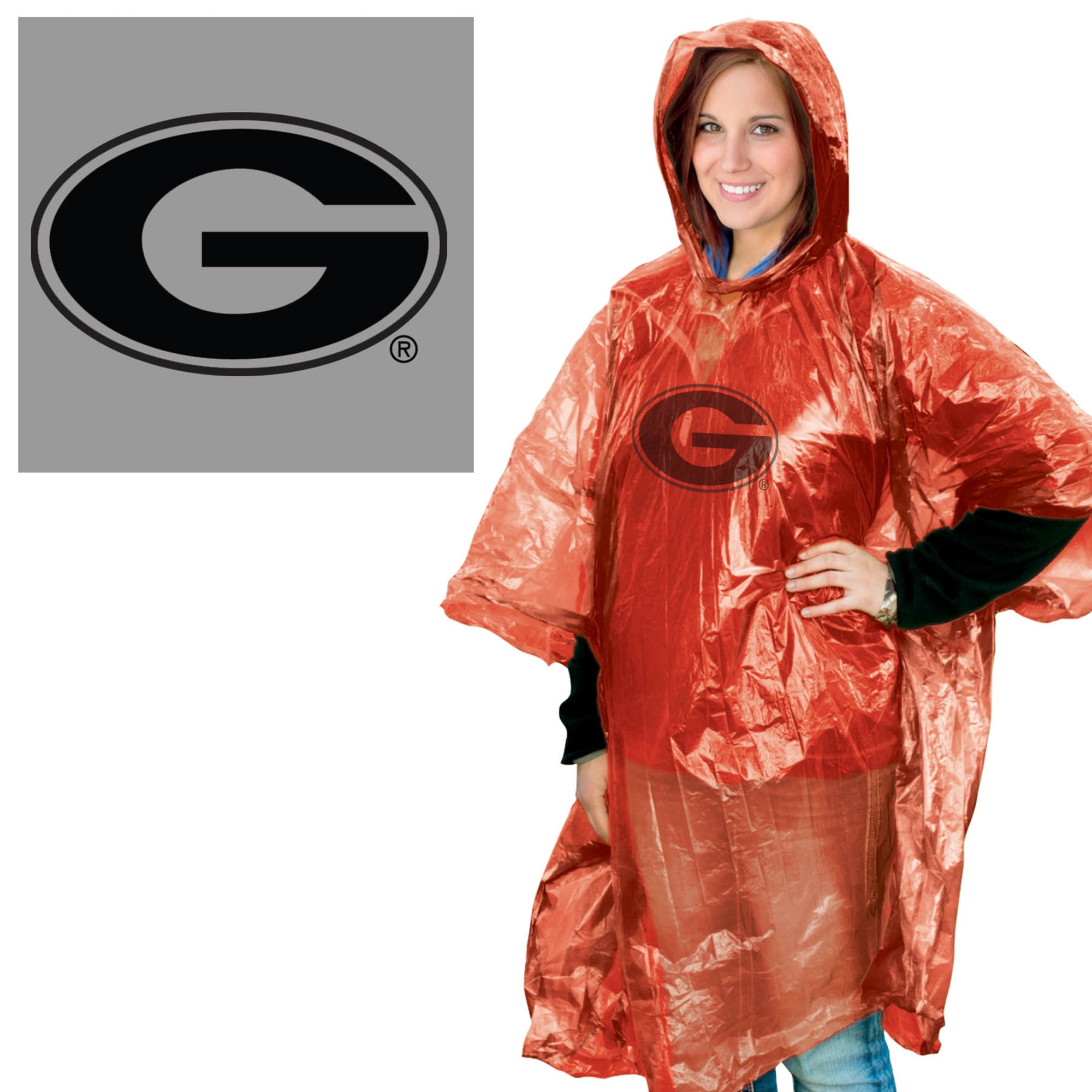NCAA Georgia Bulldogs Rain Poncho - Red - One Size Fits All
