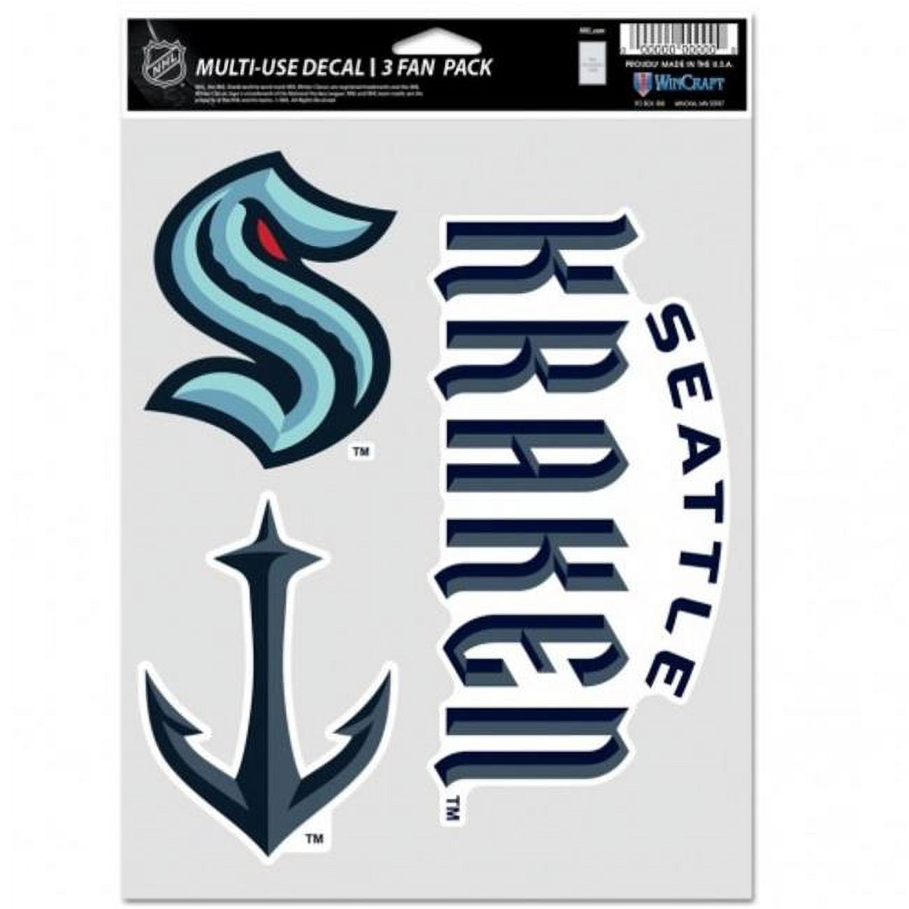 Seattle Kraken Decal Multi Use Fan - Pack of 3