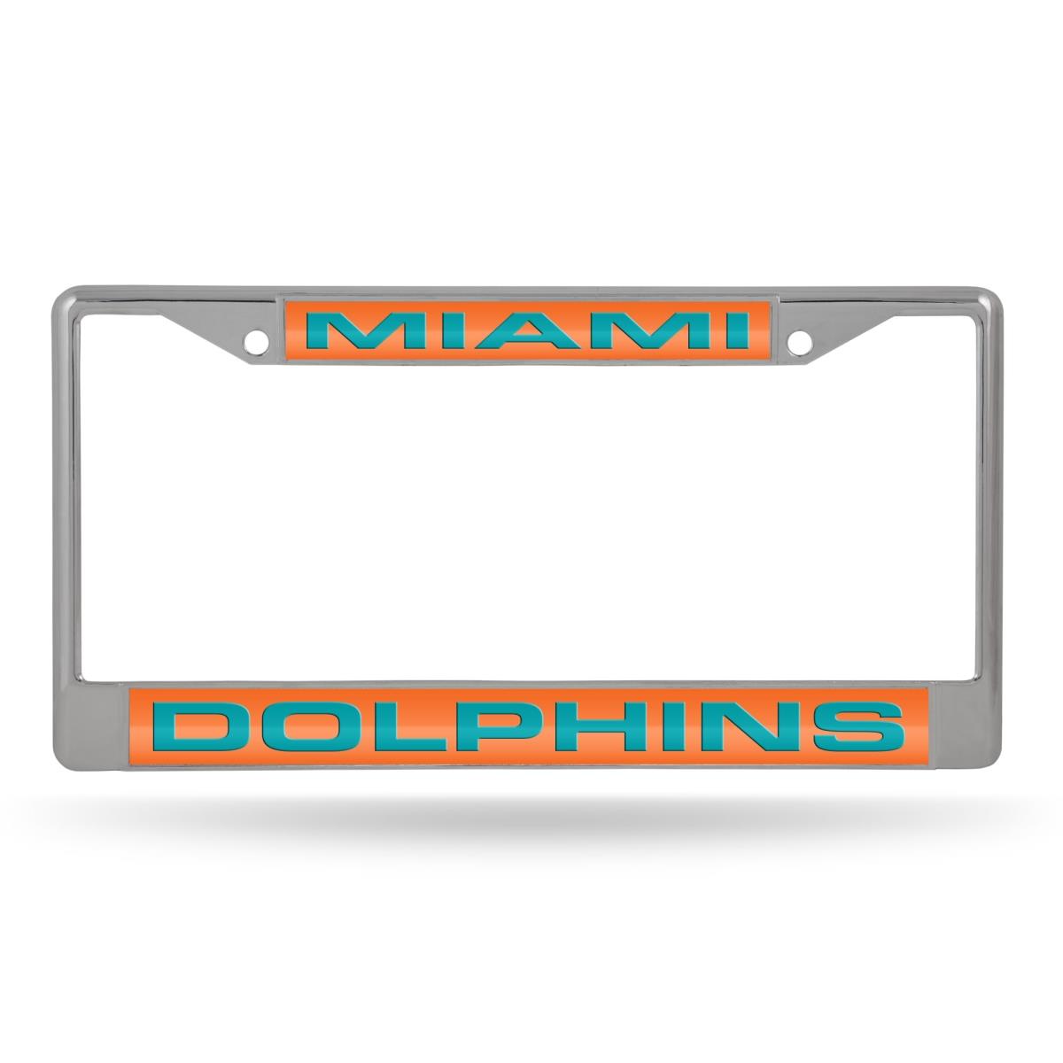 NFL Miami Dolphins Chrome License Plate Frame - Orange - Laser Cut Design