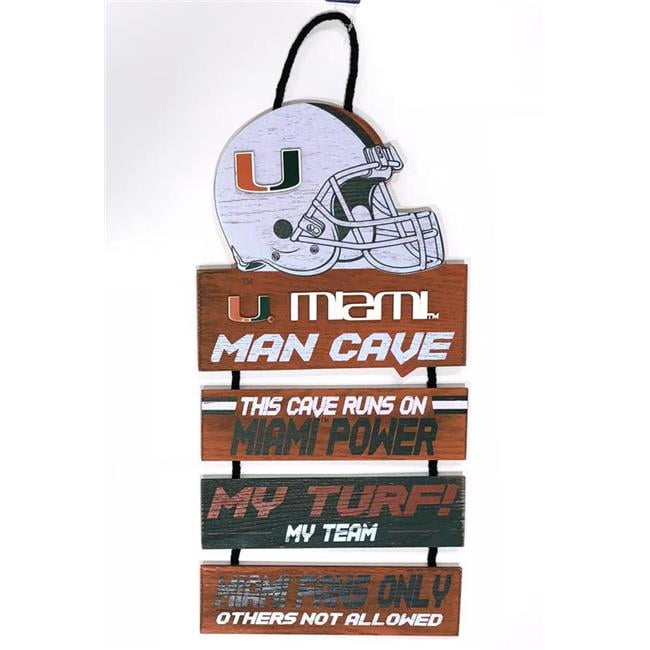 Picture of Forever Collectibles 9141896487 Miami Hurricanes Wood Man Cave Design Sign