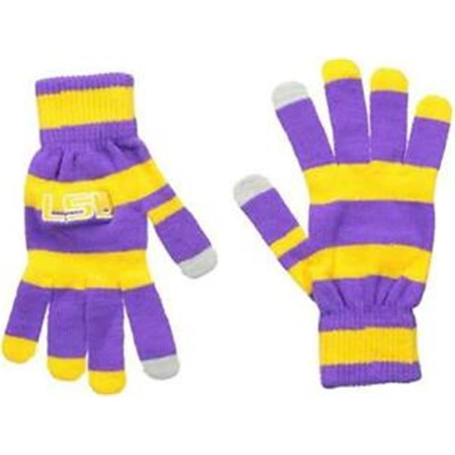 LSU Tigers Acrylic Knit Stripe Gloves