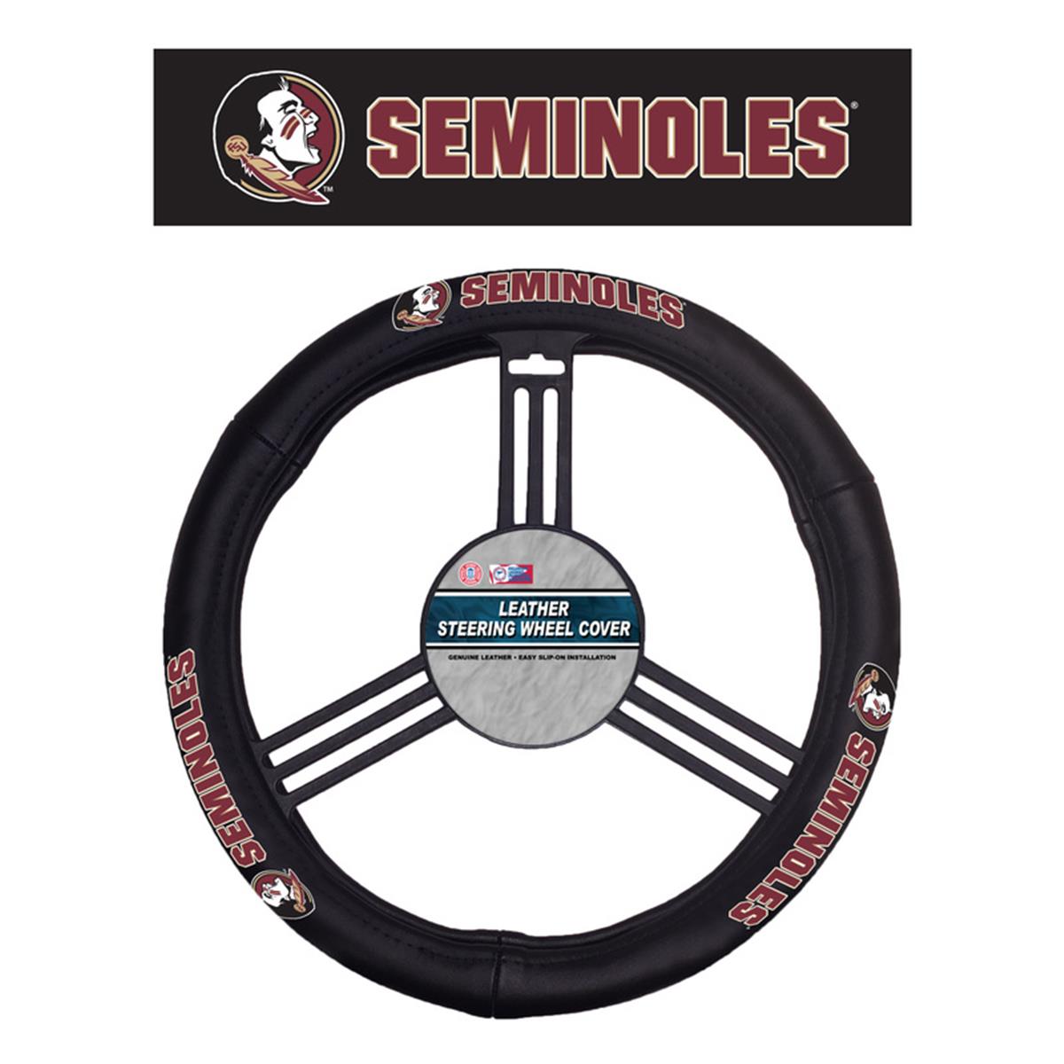 Picture of Fremont Die 2324548199 NCAA Florida State Seminoles Steering Wheel Cover - Leather