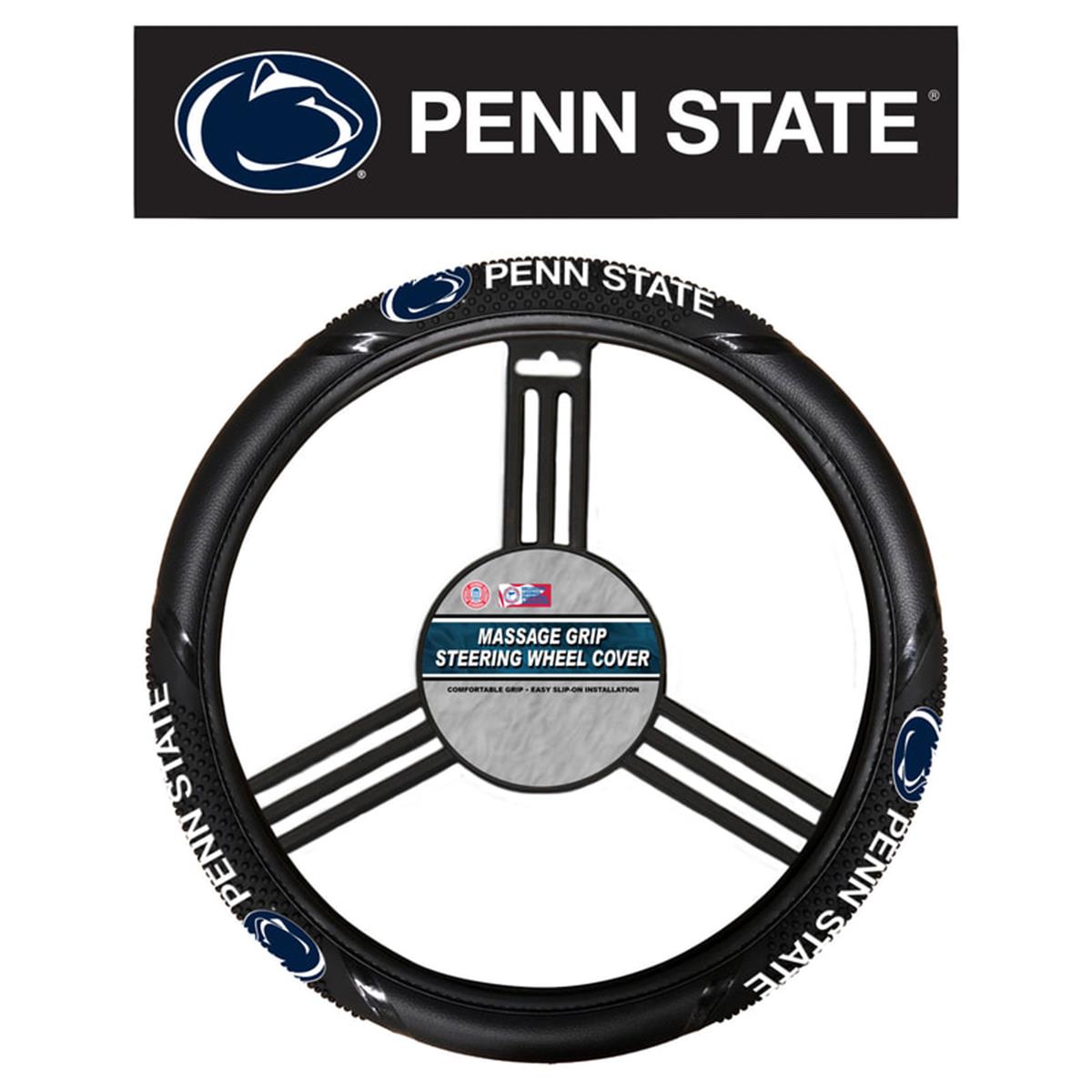 Picture of Fremont Die 2324556656 NCAA Penn State Nittany Lions Steering Wheel Cover - Massage Grip Style