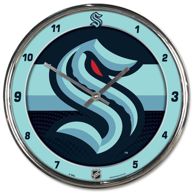 Picture of Wincraft 1094305806 Seattle Kraken Round Wall Clock&#44; Chrome