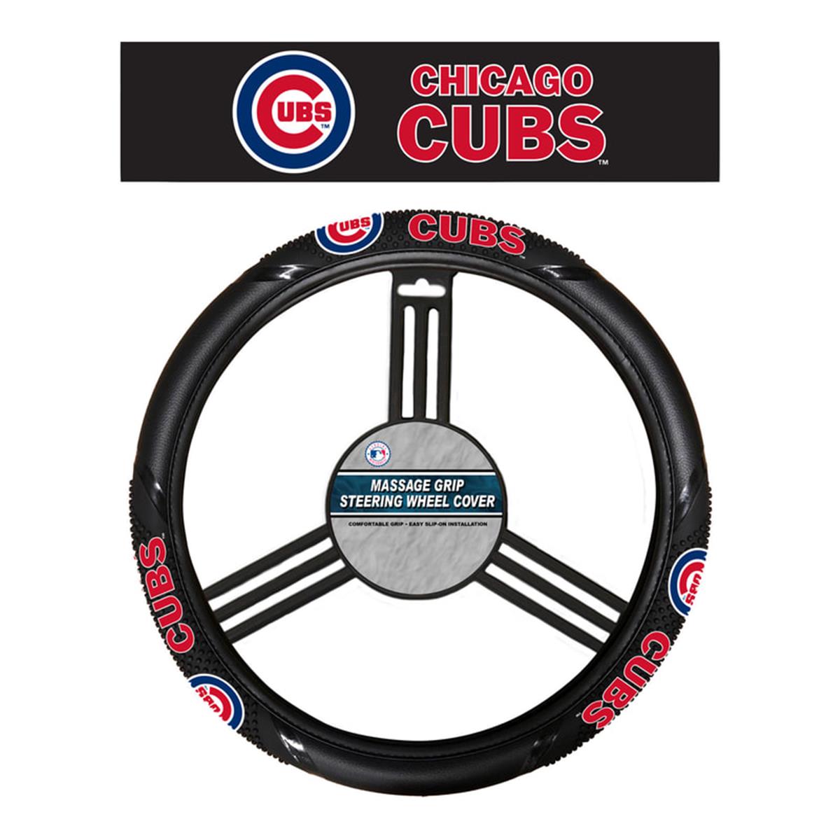 Picture of Fremont Die 2324566616 NCAA Chicago Cubs Steering Wheel Cover - Massage Grip Style
