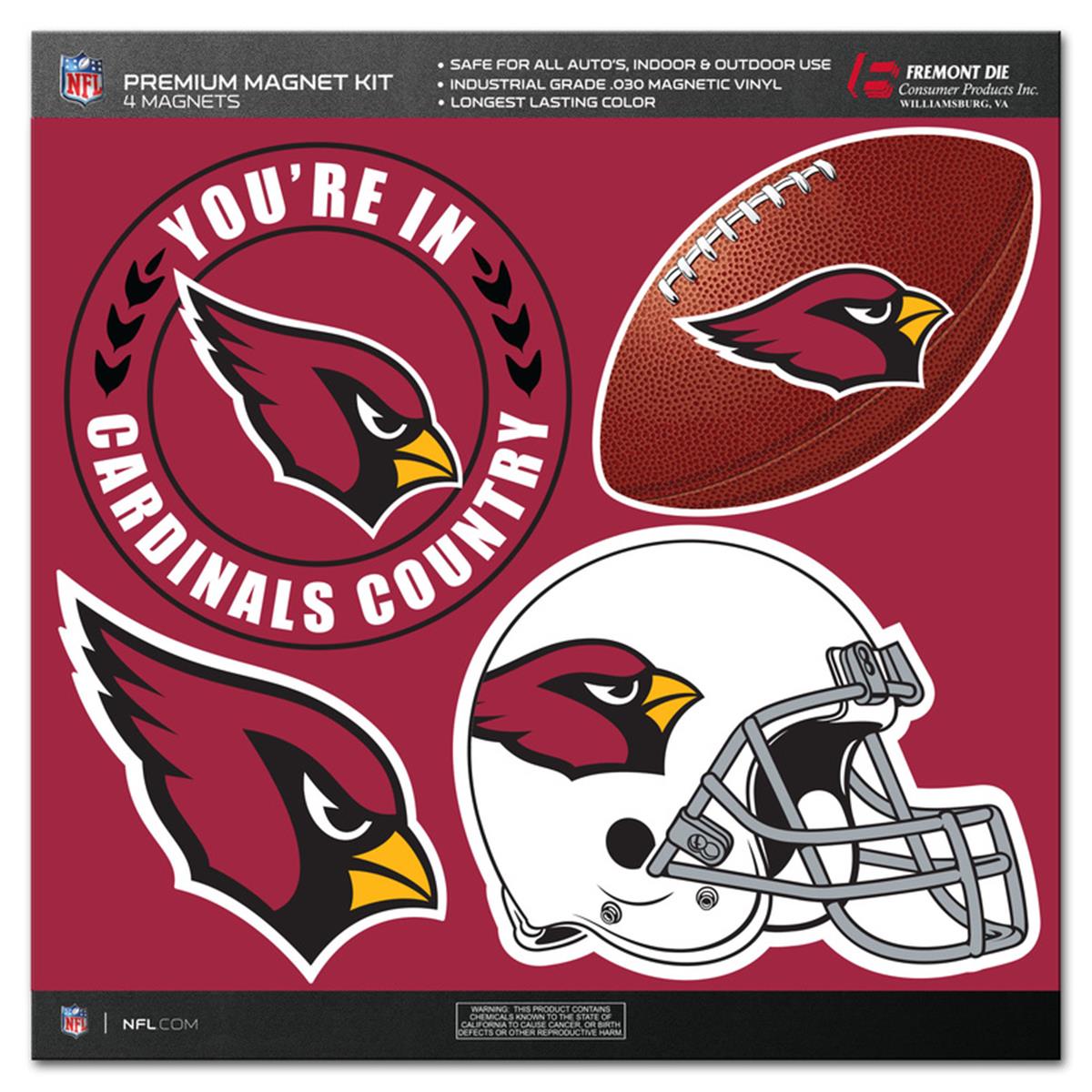 Picture of Fremont Die 2324598622 NFL Arizona Cardinals Magnet Kit - 4 Piece