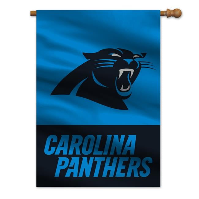 Picture of Fremont Die 2324599675 28 x 40 in. Split Design Carolina Panthers House Flag Style 2 Sided Banner