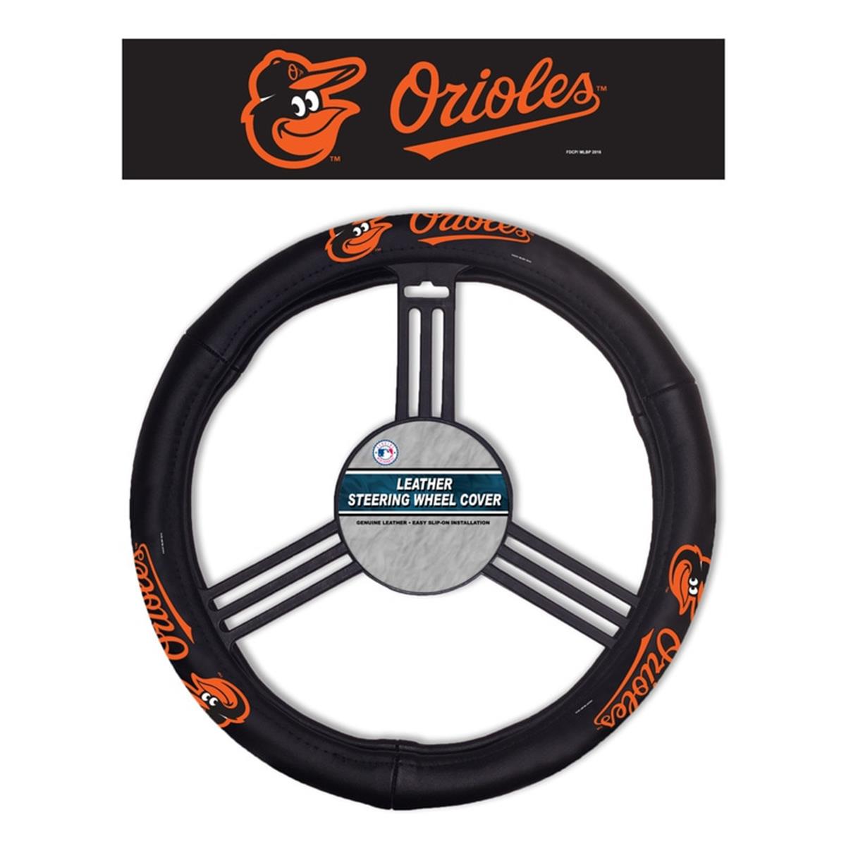 Fremont Die 2324568101 MLB Baltimore Orioles Steering Wheel Cover - Leather
