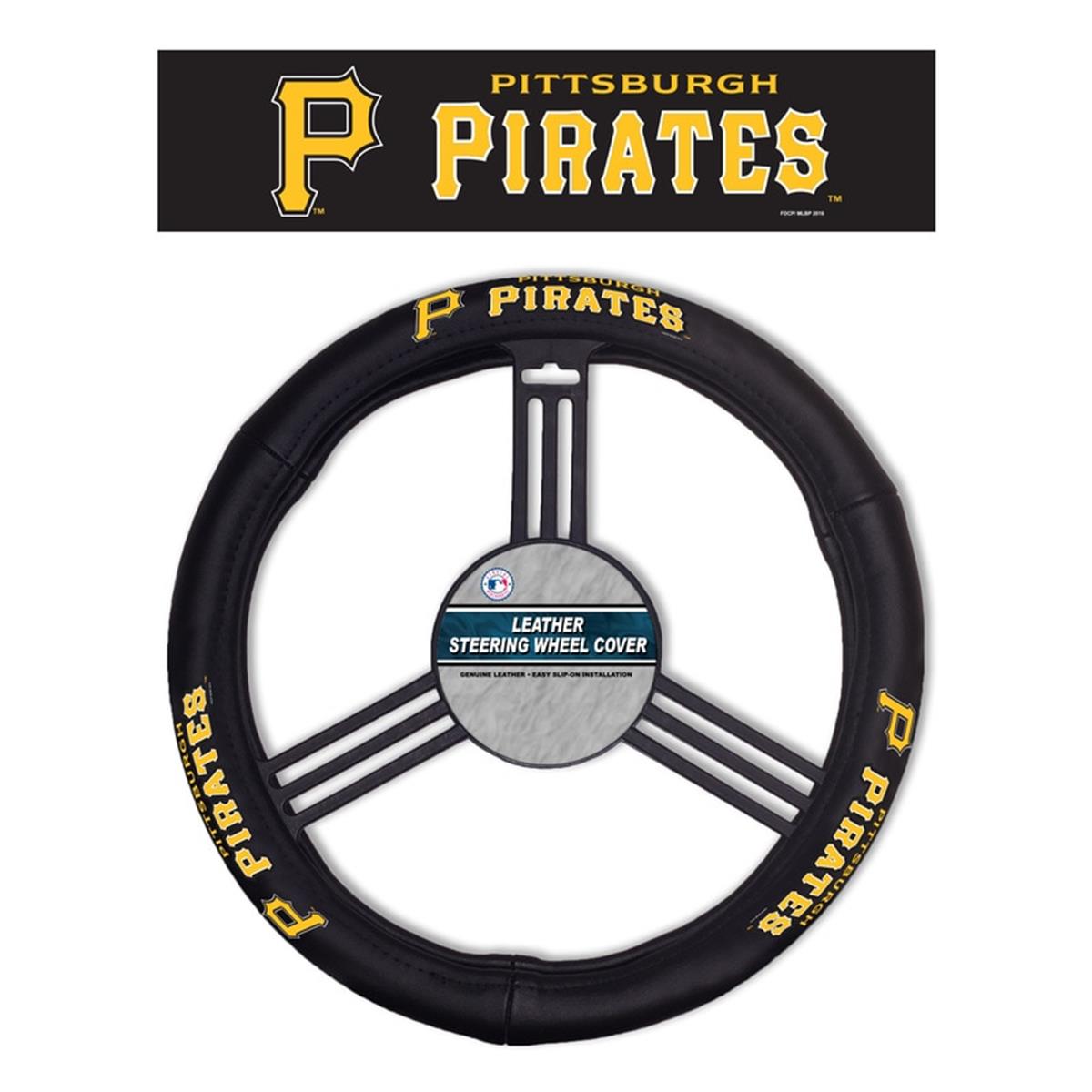 Picture of Fremont Die 2324568123 MLB Pittsburgh Pirates Steering Wheel Cover - Leather