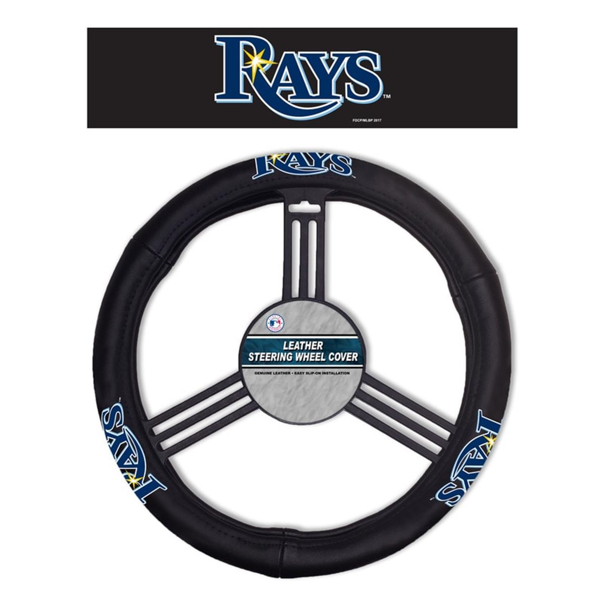 Fremont Die 2324568130 MLB Tampa Bay Rays Steering Wheel Cover - Leather