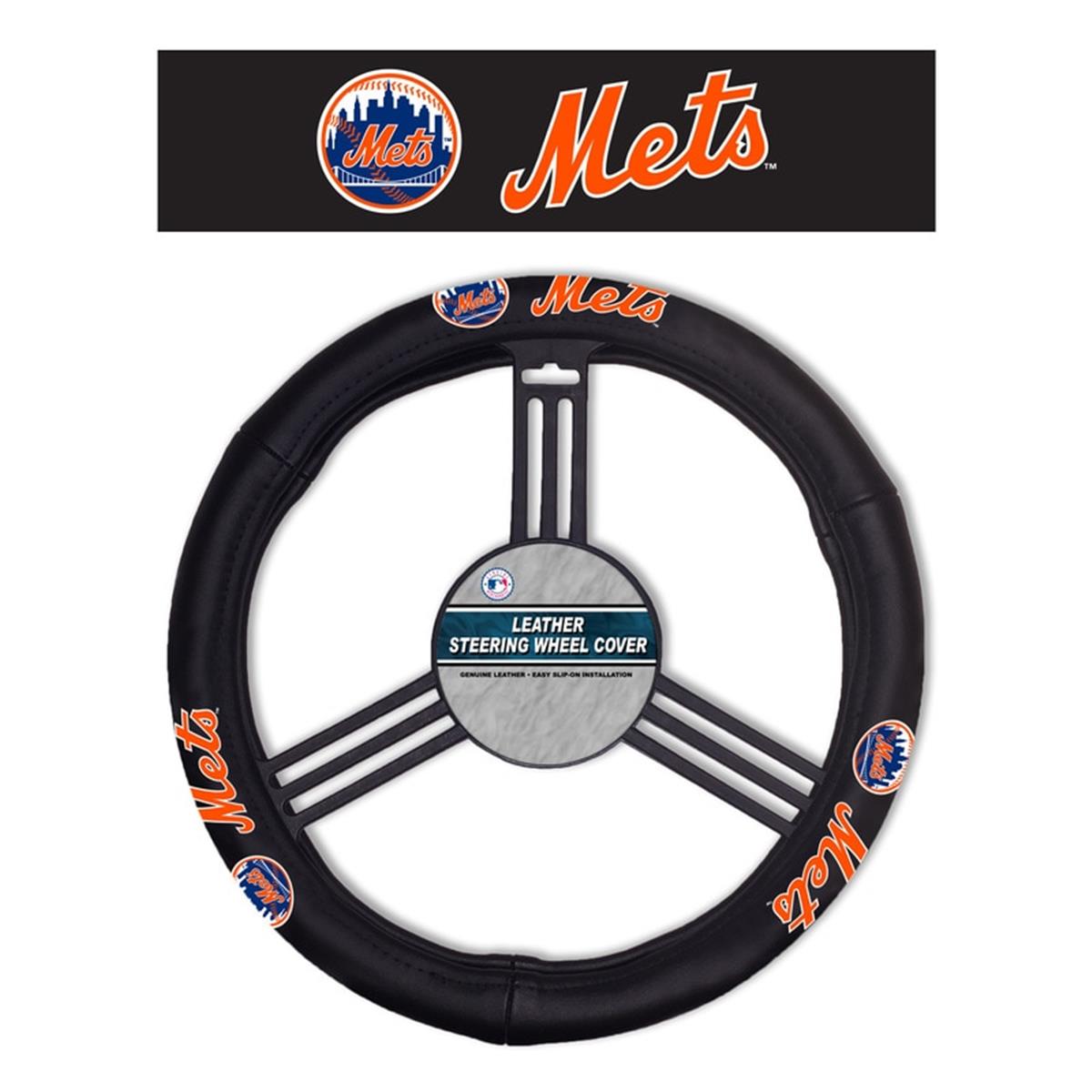 Picture of Fremont Die 2324568134 MLB New York Mets Steering Wheel Cover - Leather