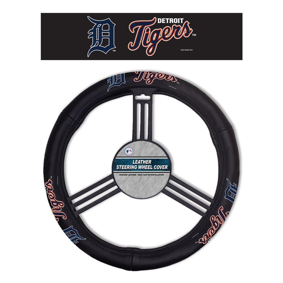 Picture of Fremont Die 2324568135 MLB Detroit Tigers Steering Wheel Cover - Leather