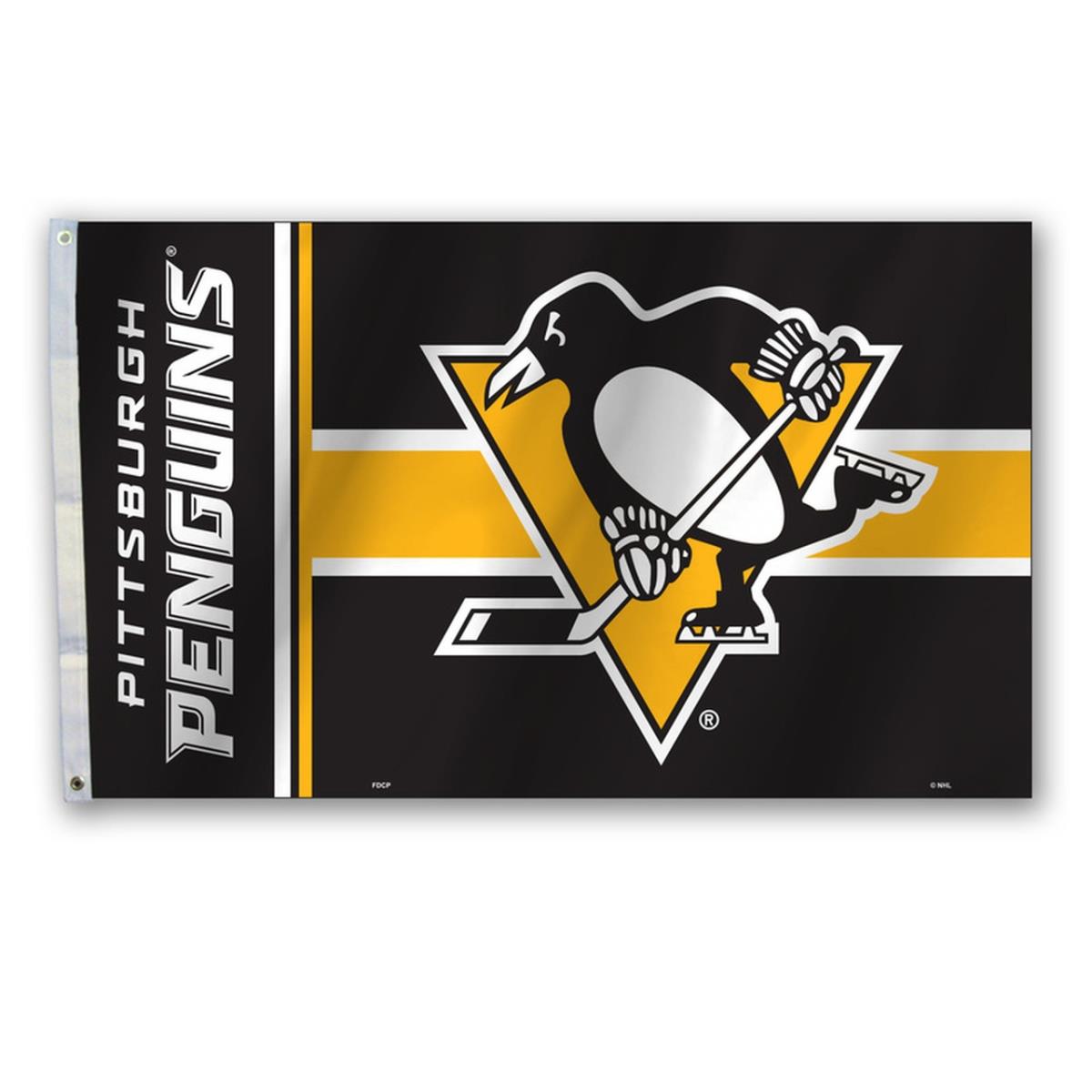 Picture of Fremont Die 2324584250 3 x 5 ft. Pittsburgh Penguins Banner Flag