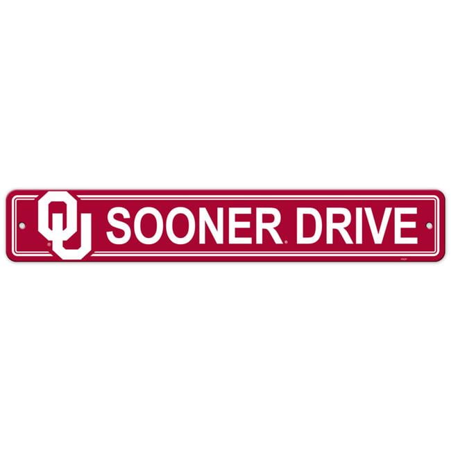 Picture of Fremont Die 2324540382 4 x 24 in. Oklahoma Sooners Sign - Plastic Street Style