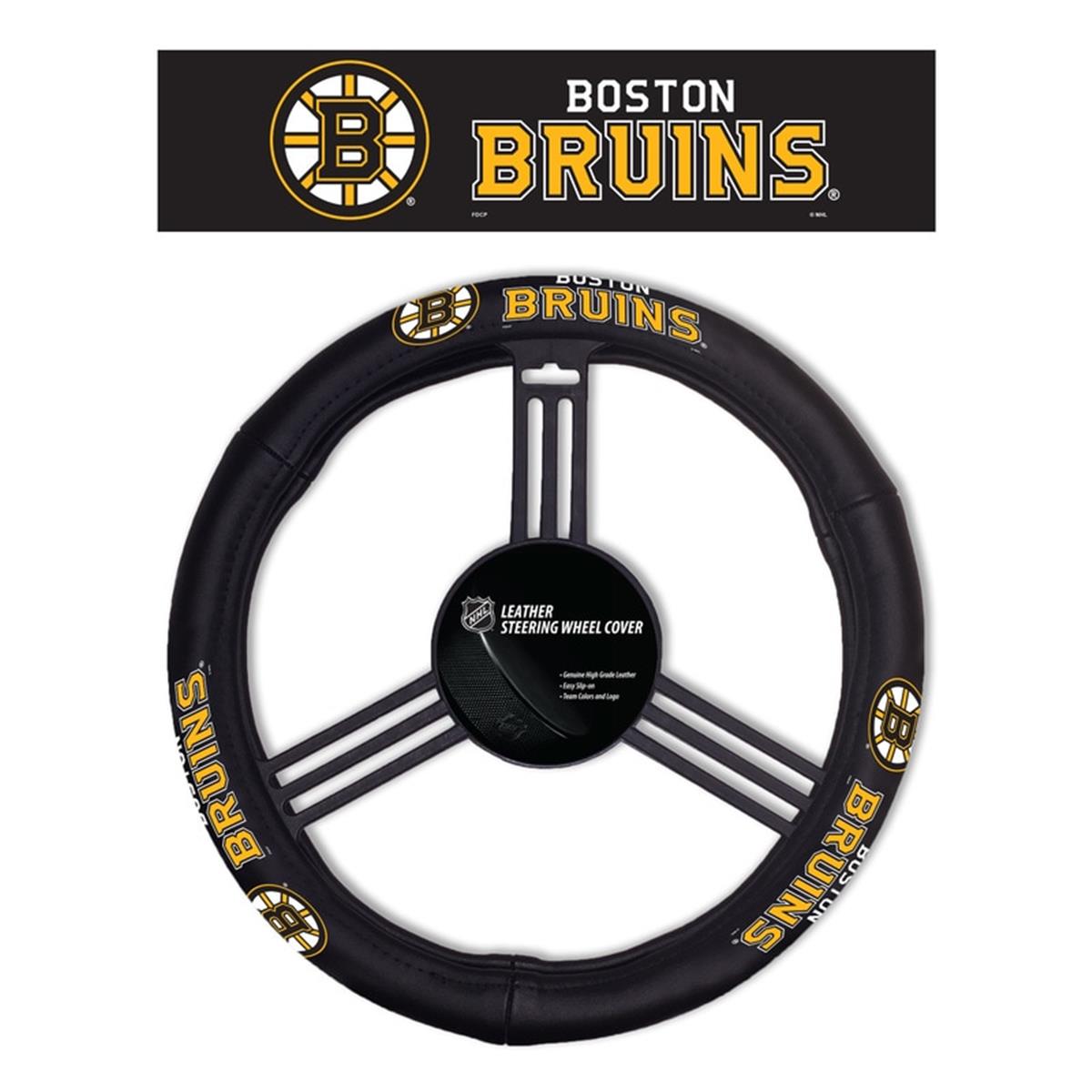 Picture of Fremont Die 2324588108 MLB Boston Bruins Steering Wheel Cover - Leather
