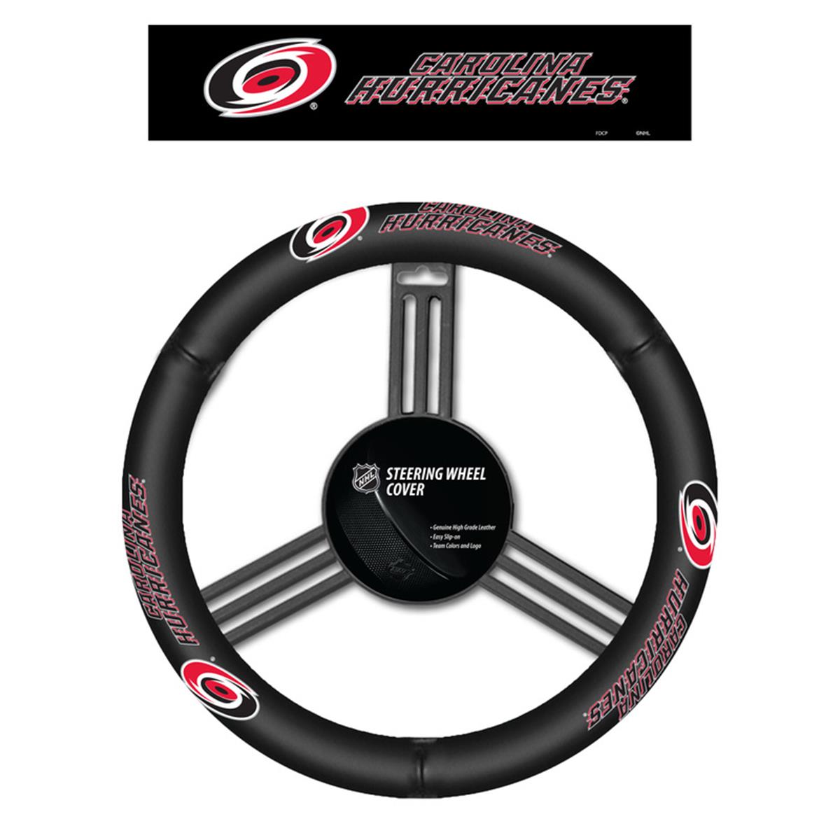 Picture of Fremont Die 2324588110 MLB Carolina Hurricanes Steering Wheel Cover - Leather