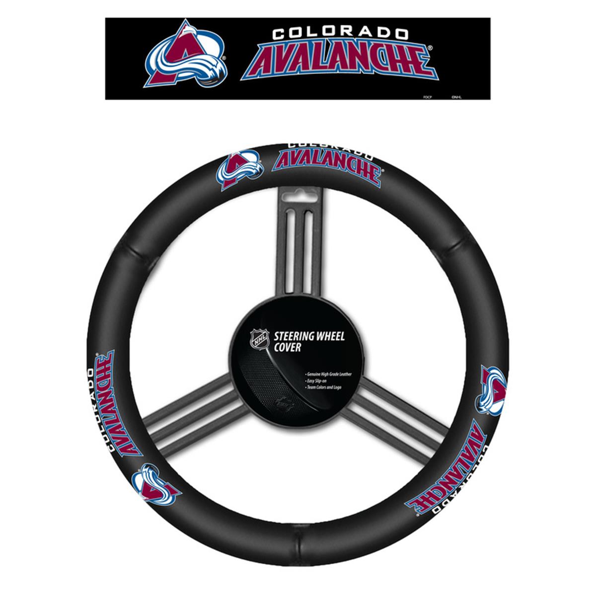 Picture of Fremont Die 2324588122 MLB Colorado Avalanche Steering Wheel Cover - Leather