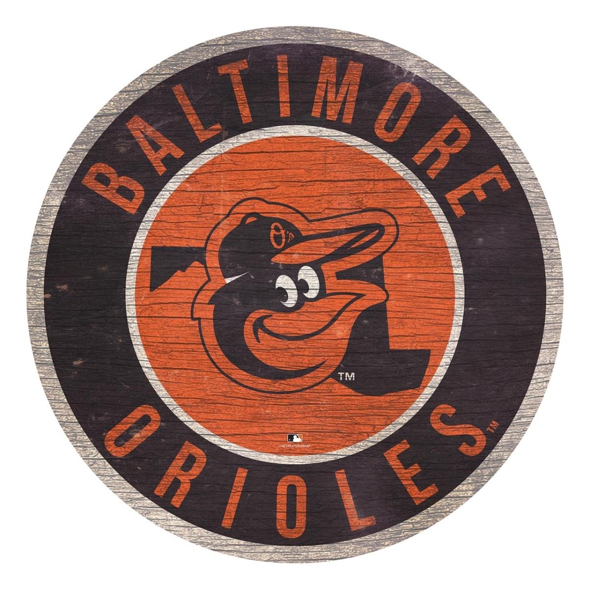 MLB 12 in. Baltimore Orioles Round State Design Wood Sign