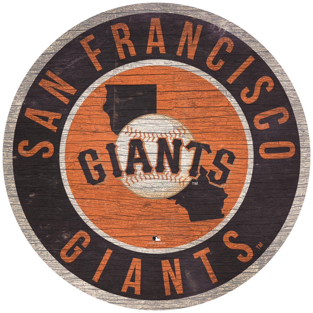 7846020562 12 in. San Francisco Giants Round State Wood Sign