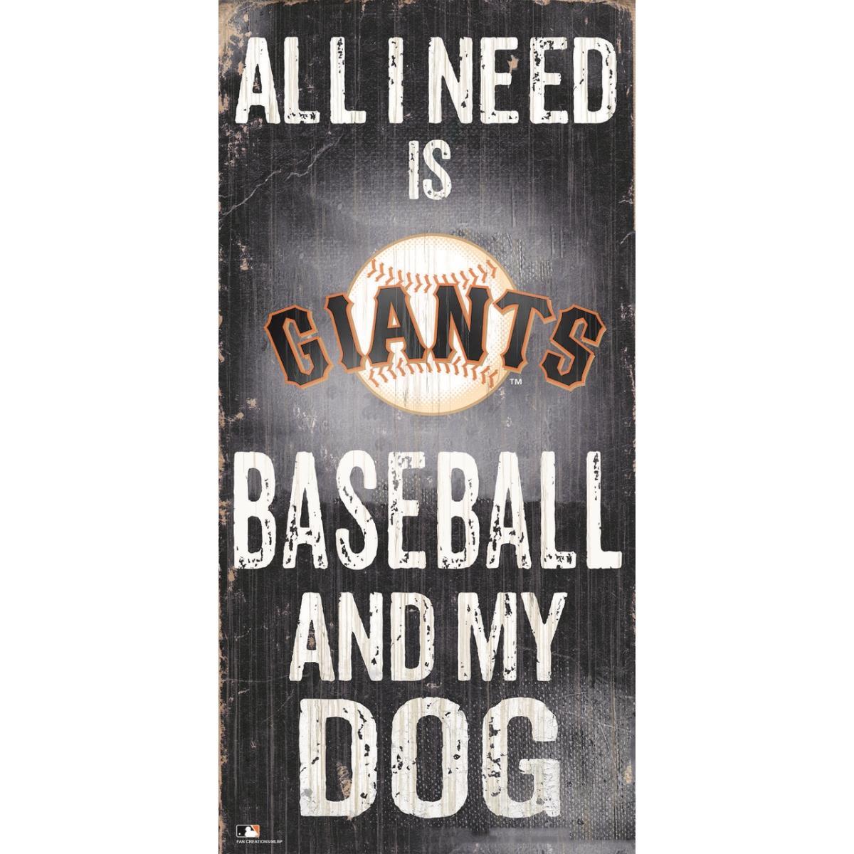 7846024196 6 x 12 in. San Francisco Giants Baseball & Dog Wood Sign