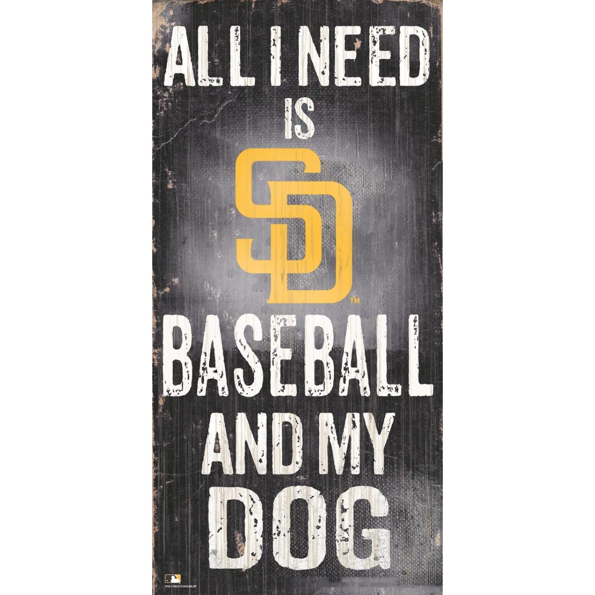 7846024203 6 x 12 in. San Diego Padres Baseball & Dog Wood Sign