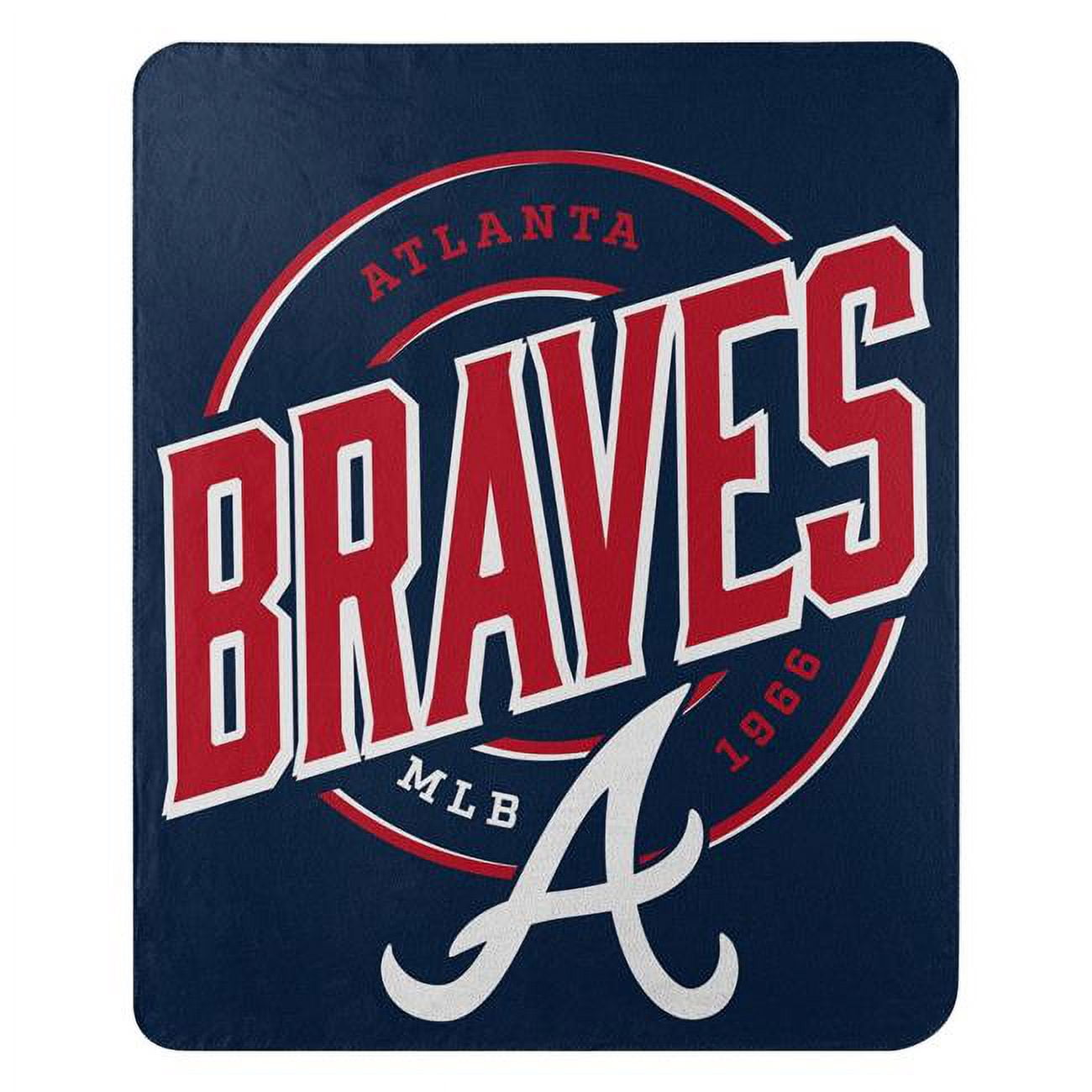 Picture of Caseys 9060427667 50 x 60 in. Atlanta Braves Fleece Campaign Design Blanket