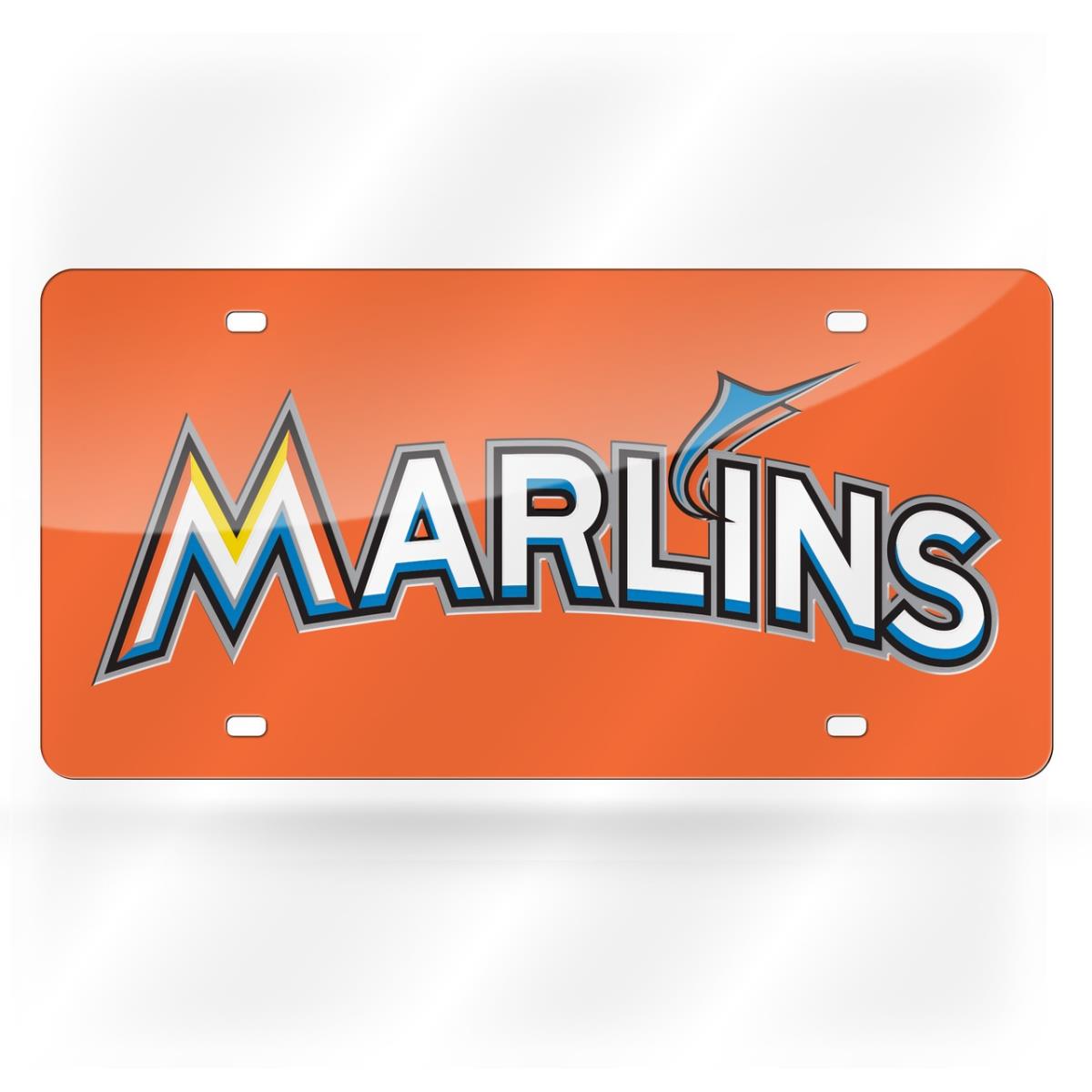 Picture of Caseys 9474655285 Miami Marlins Laser Cut License Plate&#44; Light Orange
