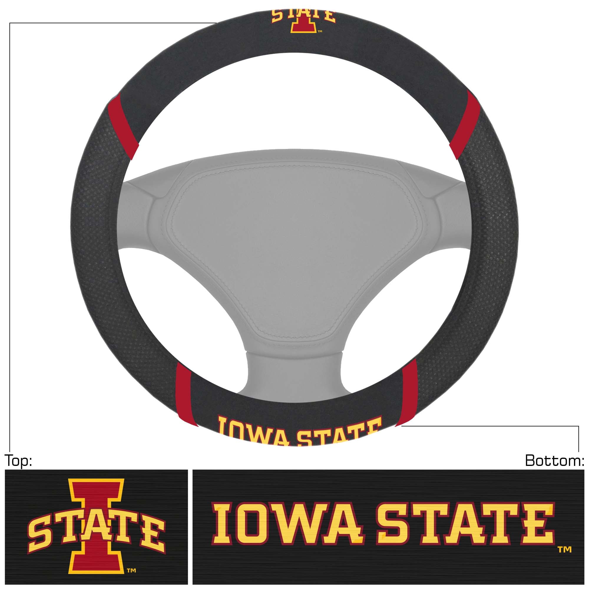 Picture of Fanmats 4228115044 Iowa State Cyclones Steering Wheel Cover&#44; Mesh & Stitched