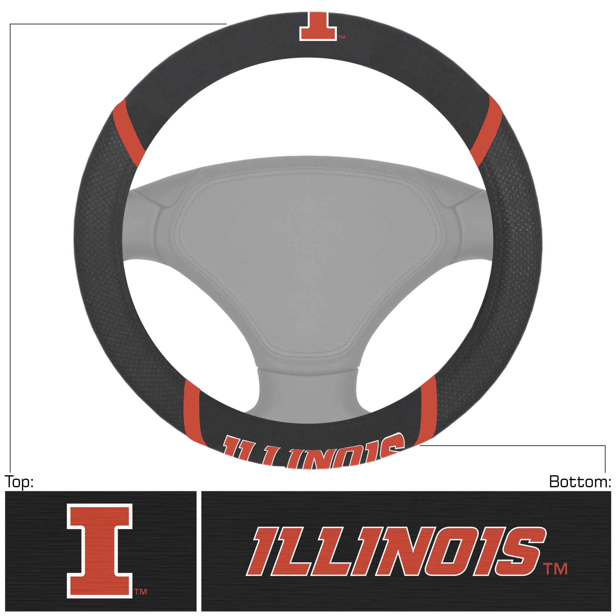 Illinois Illini Steering Wheel Cover, Mesh & Stitched